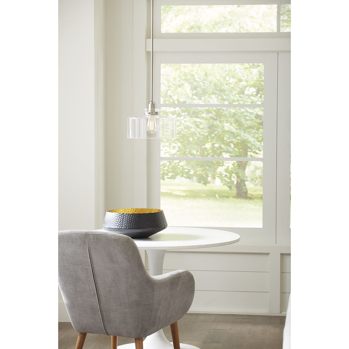 Calhoun Apothecary-Style Glass Jar Pendant Light in Brushed Nickel