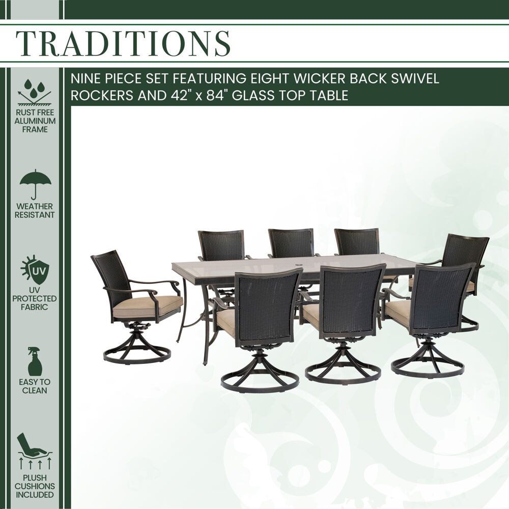 Hanover TRADDNWB9PCSWG-TAN Patio-Dining-Sets - View #2