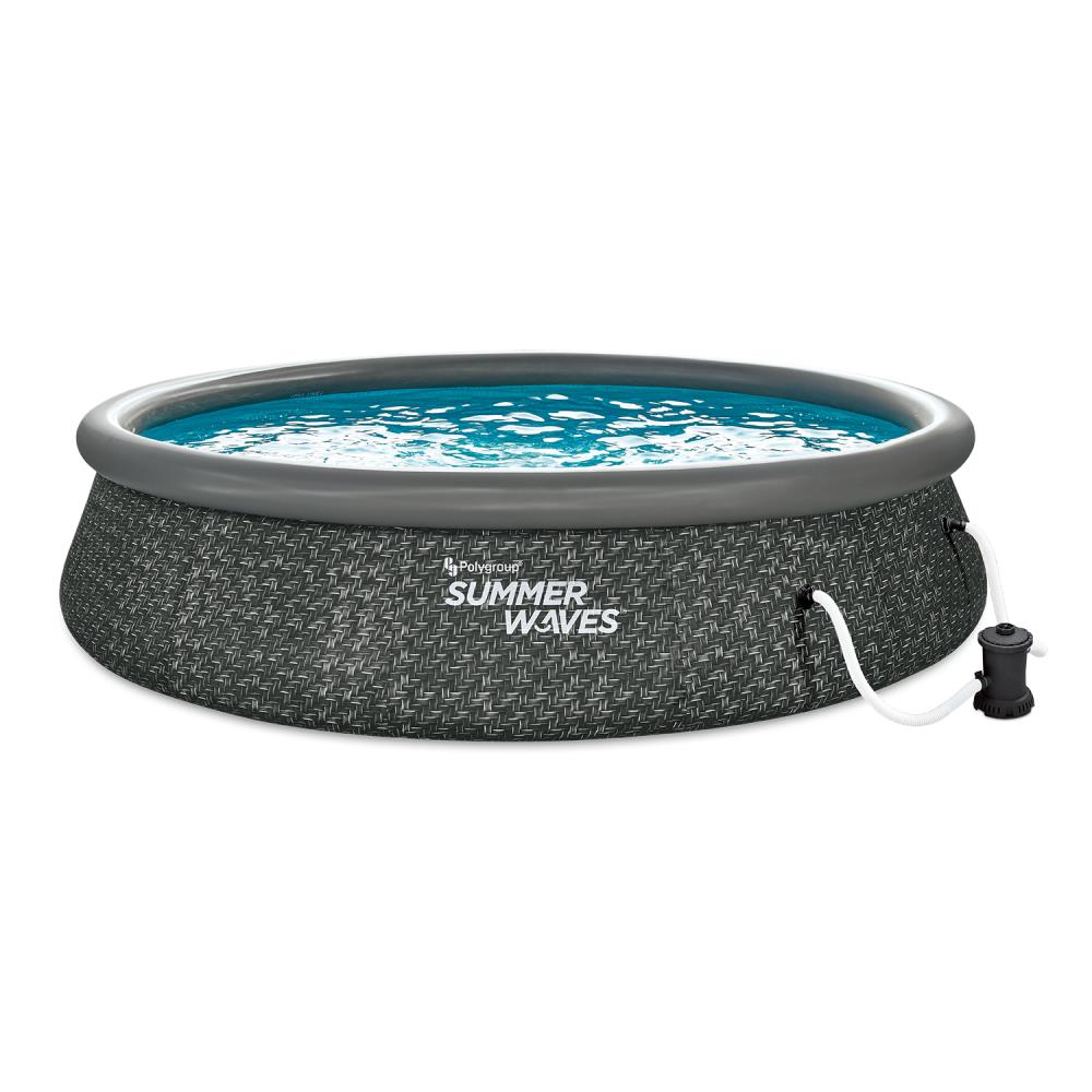 Summer Waves 159968 14-Feet x 14-Feet x 36-Inches Inflatable top ring Round Above-Ground Pool with Filter Pump with Ladder