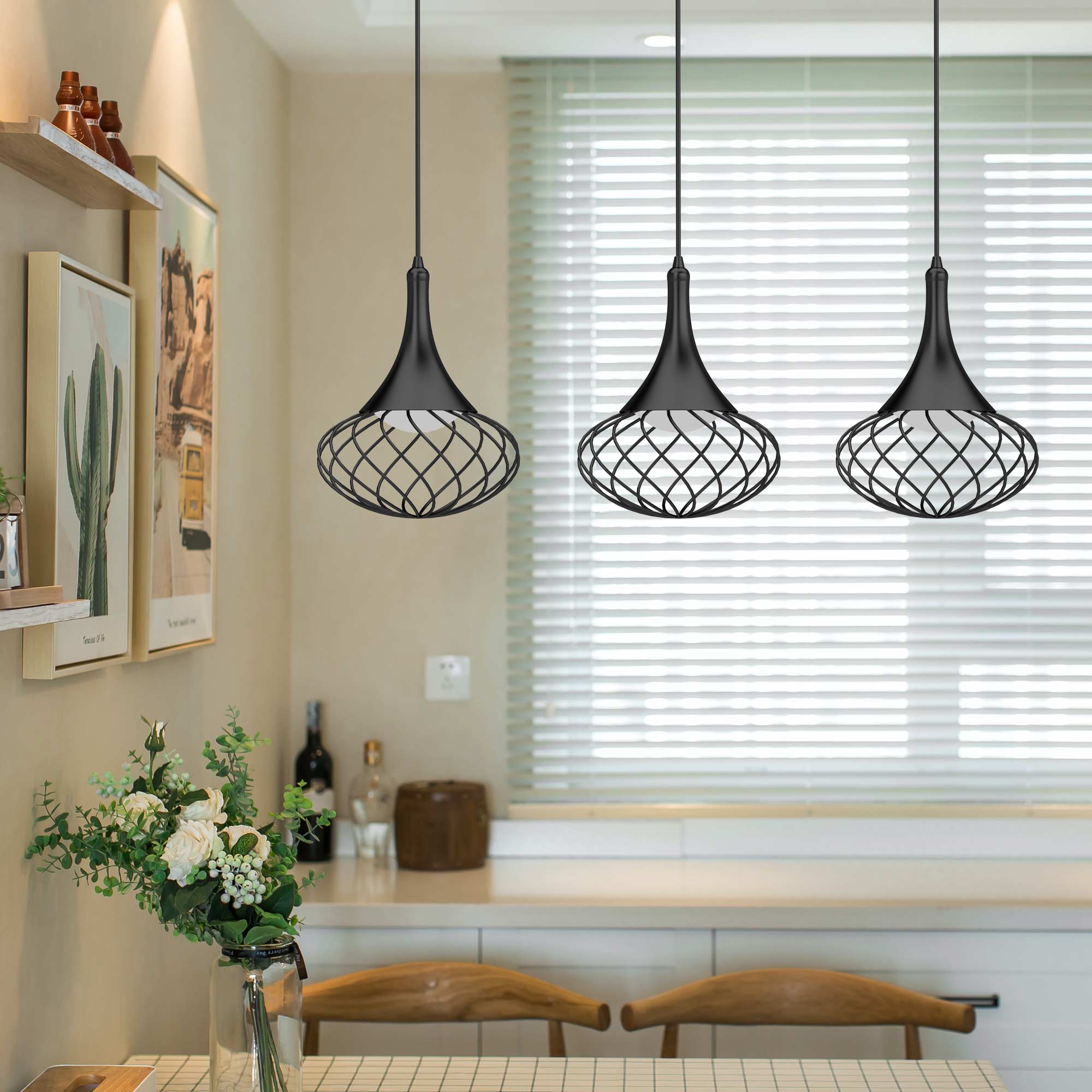 Volume Lighting Black Modern/Contemporary Teardrop LED Medium Hanging ...