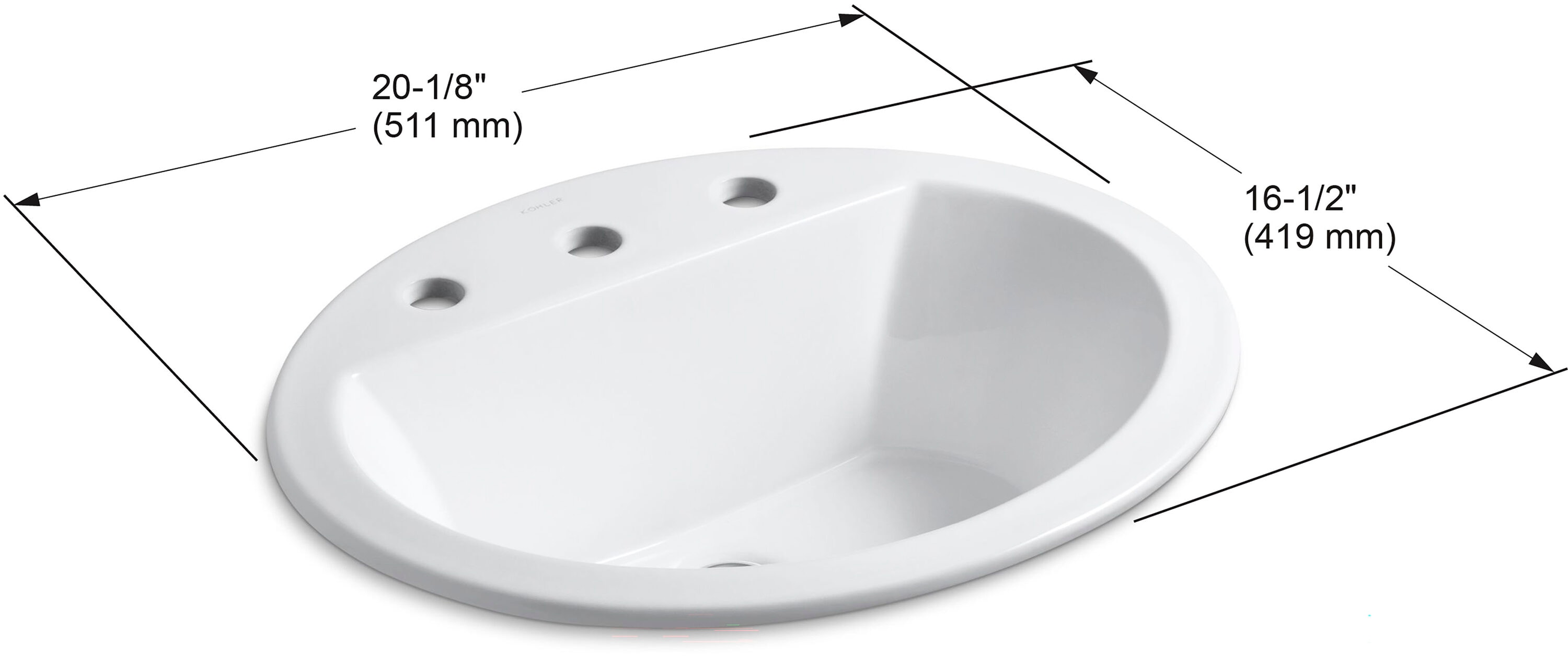 Bryant 20'' White Ceramic Oval Bathroom Sink with Overflow