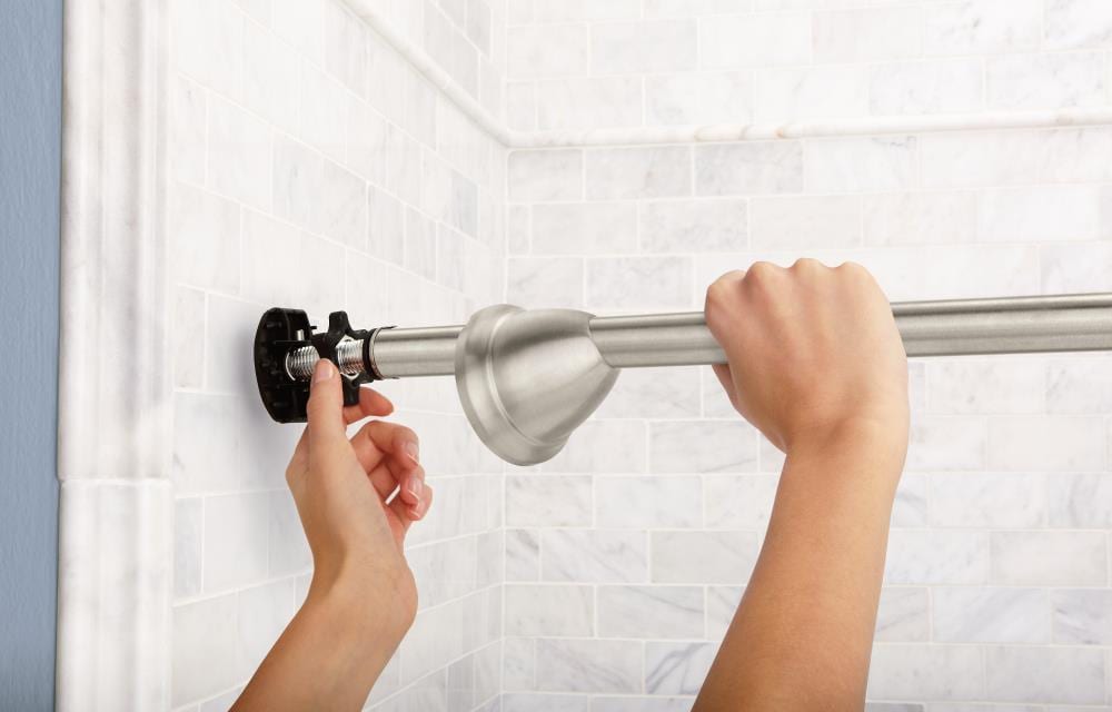 Tension Mount Brushed Nickel, How To Place Shower Curtain Rod
