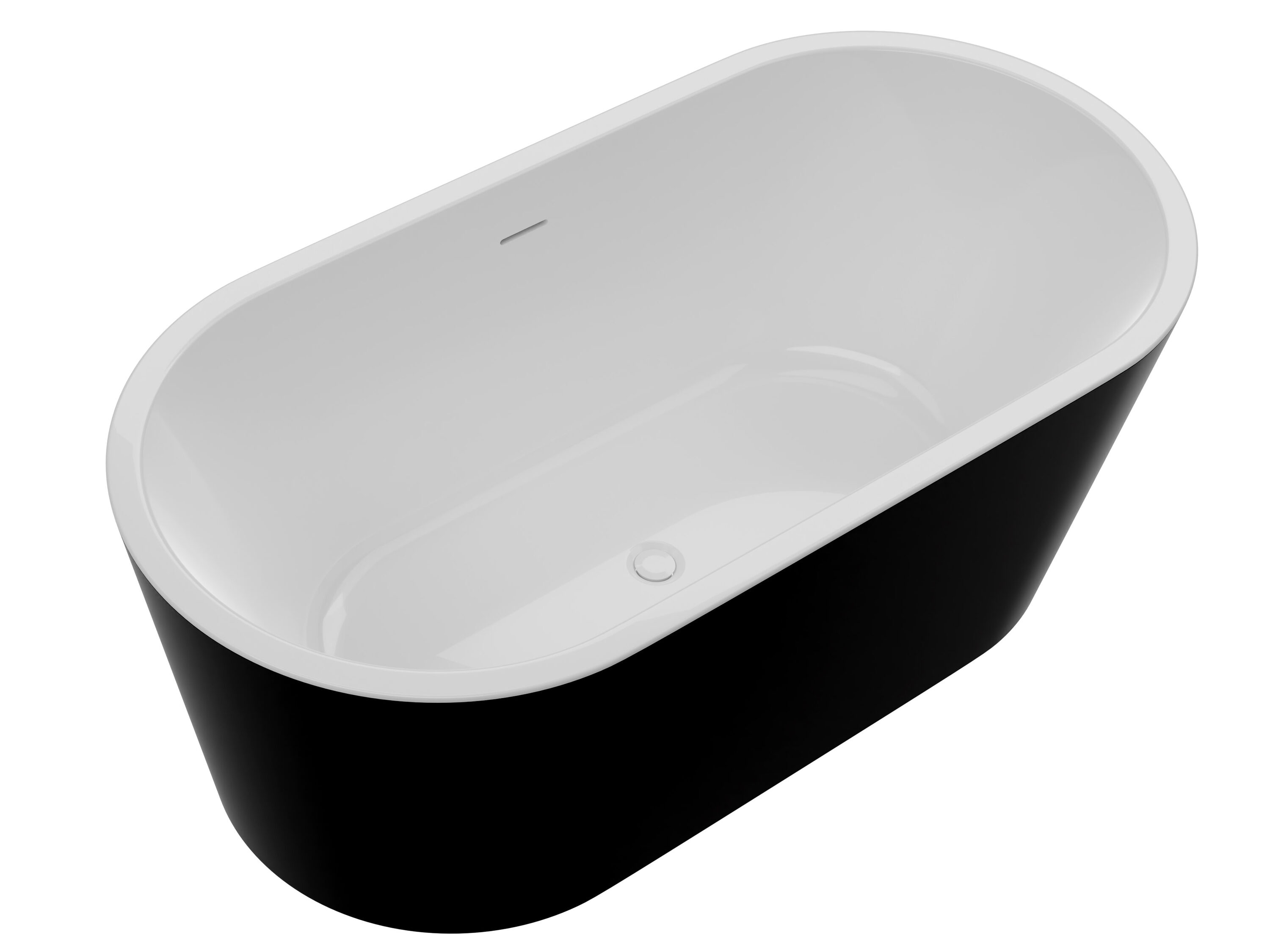ANZZI FT-AZ098BK 32-in x 67-in Black/White Acrylic Oval Freestanding Soaking bathtub with Drain ( Center Drain )