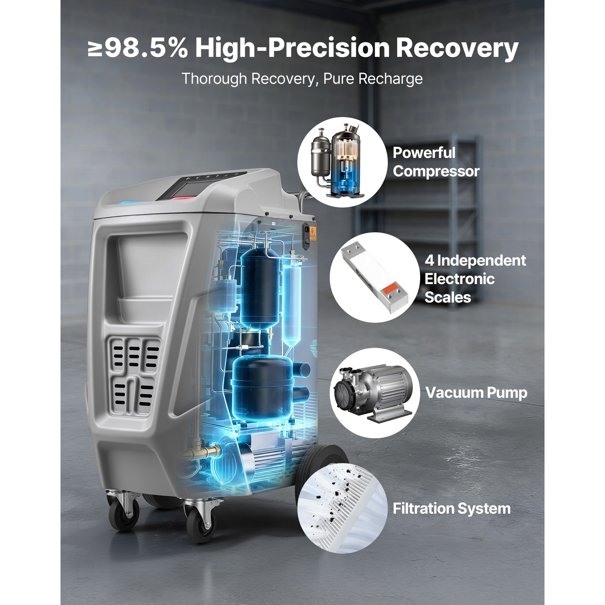 VEVOR Fully Automatic Refrigerant Recovery Machine for 1234yf
