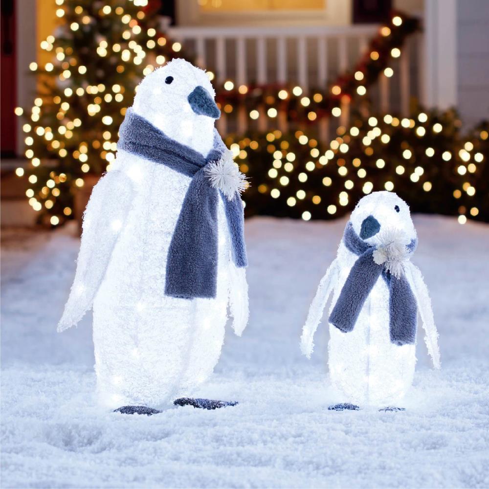2-Pack Holiday Clear at with Lights Living Penguin LED Sculpture 32-in