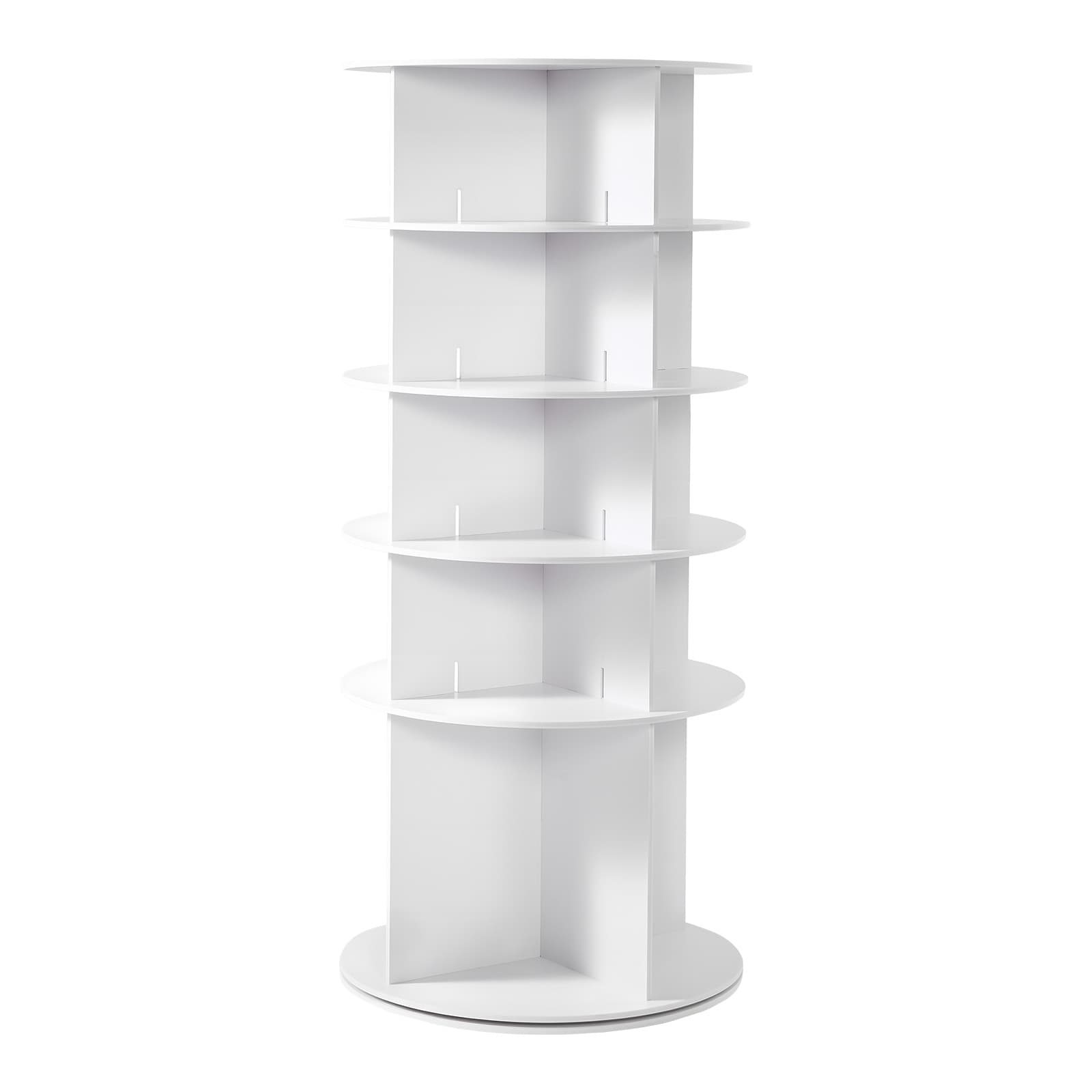 VEVOR 5 Tiers Rotating Shoe Rack Tower 360 degrees Spinning Shoe Rack Revolving Storage Round Carousel Display Freestanding Lazy Susan Organizer Display for Bedroom Living Room Entryway Closet White