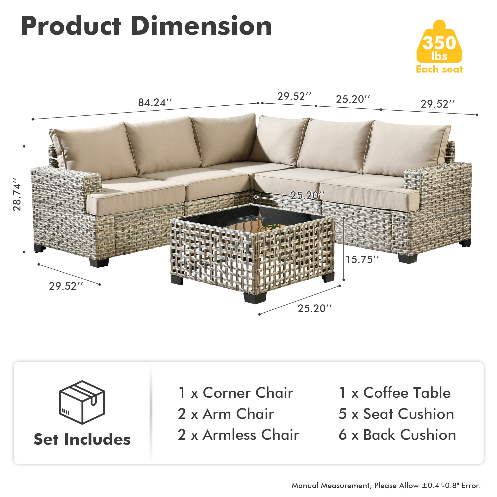 Pouuin STBS600-6 Patio-Sofas-Daybeds - View #2