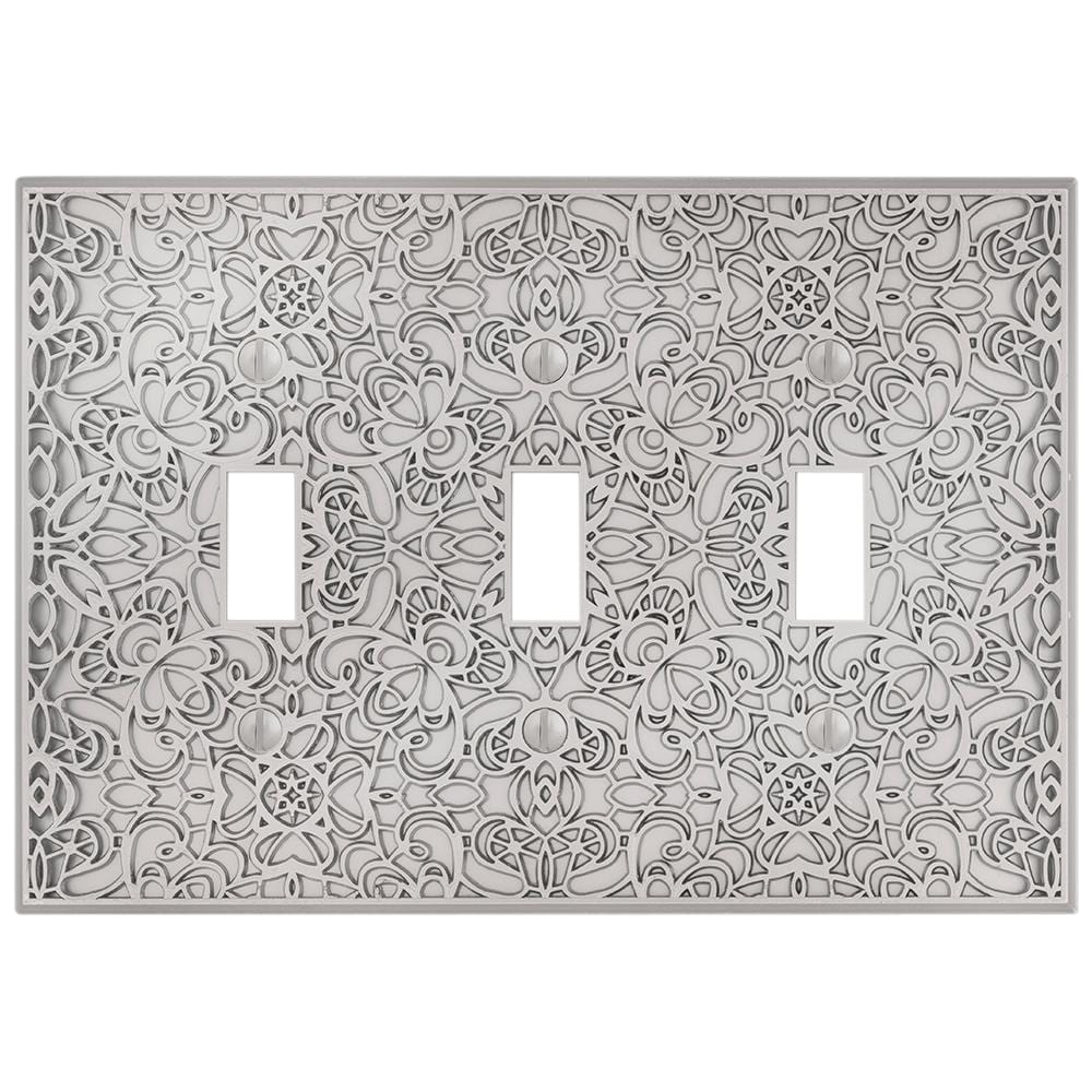 Satin Nickel Triple Toggle Decorative Metal Wall Plate