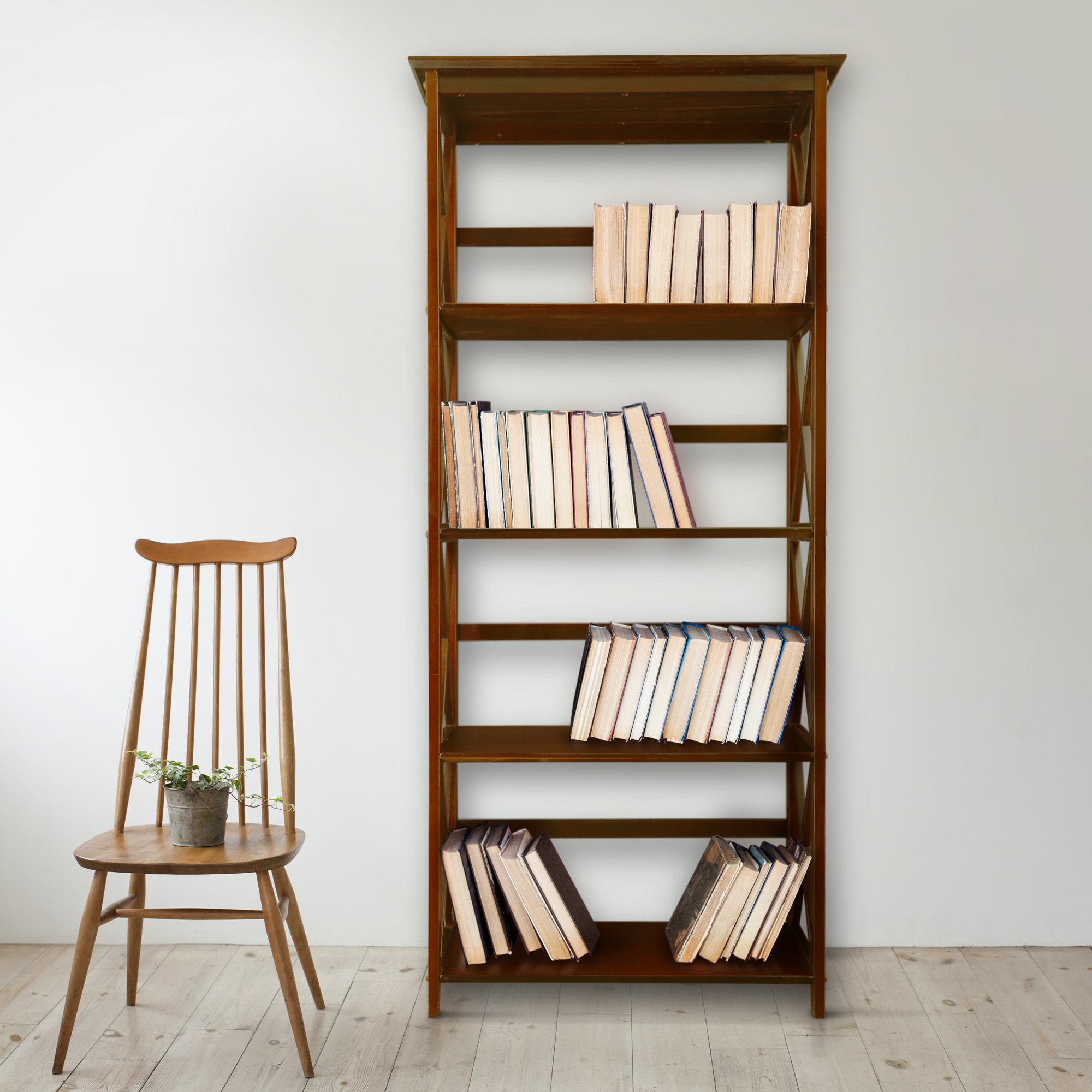 Montego Dark Walnut 5-Shelf Wood Bookcase
