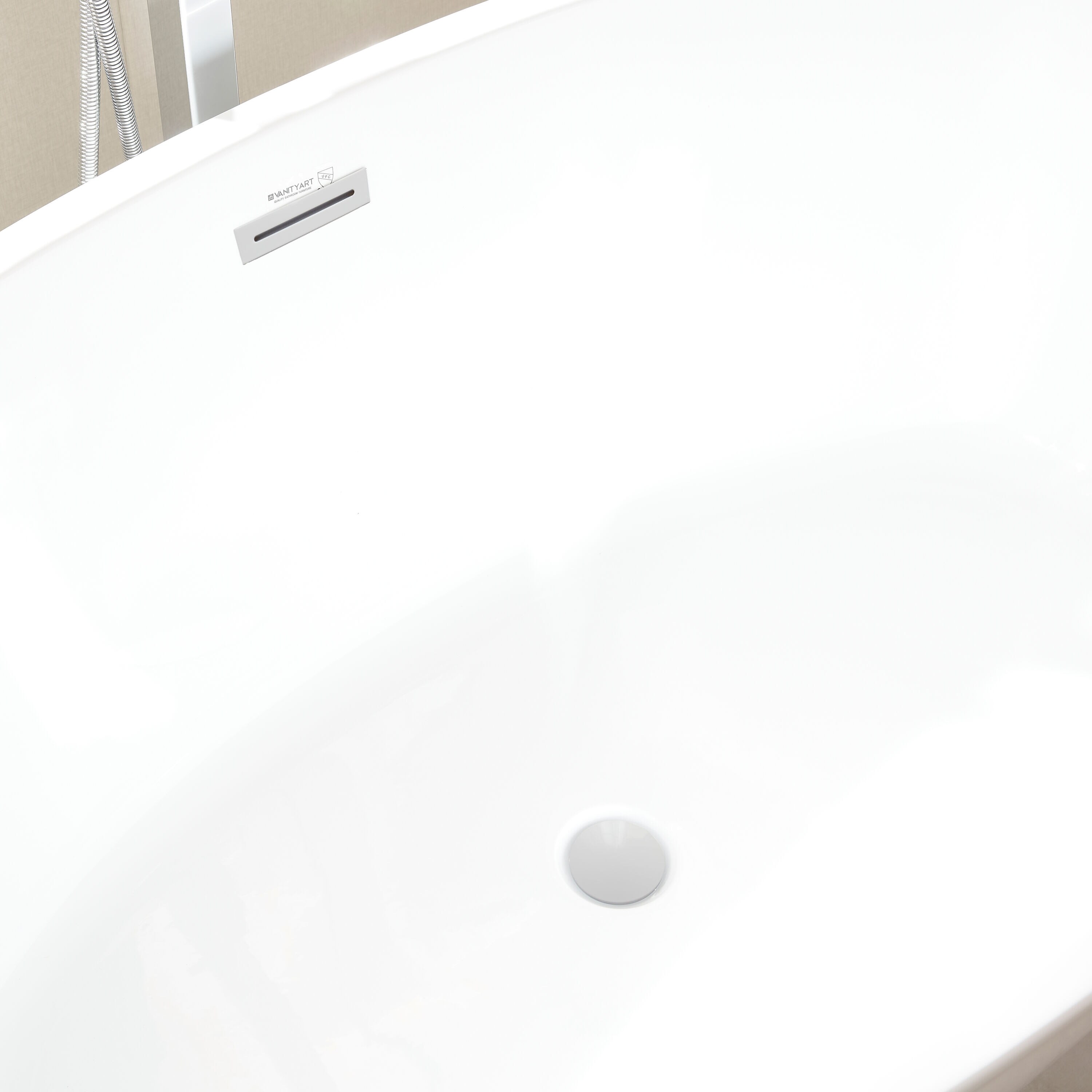 Pure White Acrylic Freestanding Soaking Bathtub