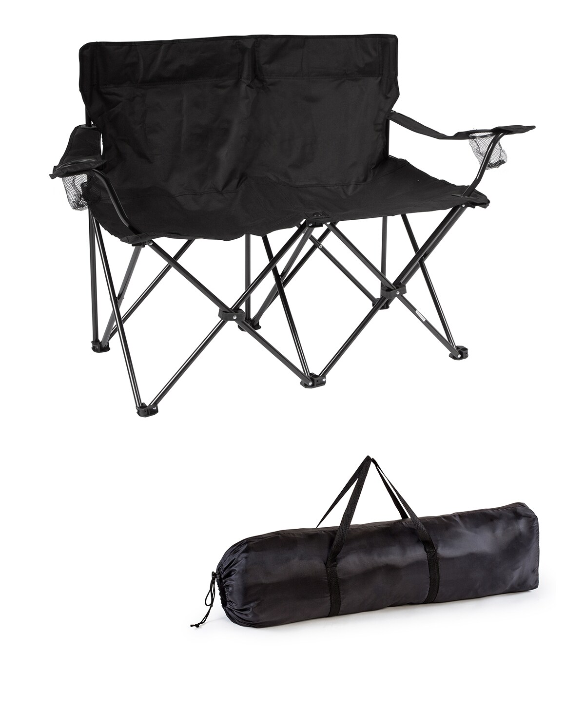Trademark Innovations Polyester Black Folding Camping Chair (Carrying  Strap/Handle Included)