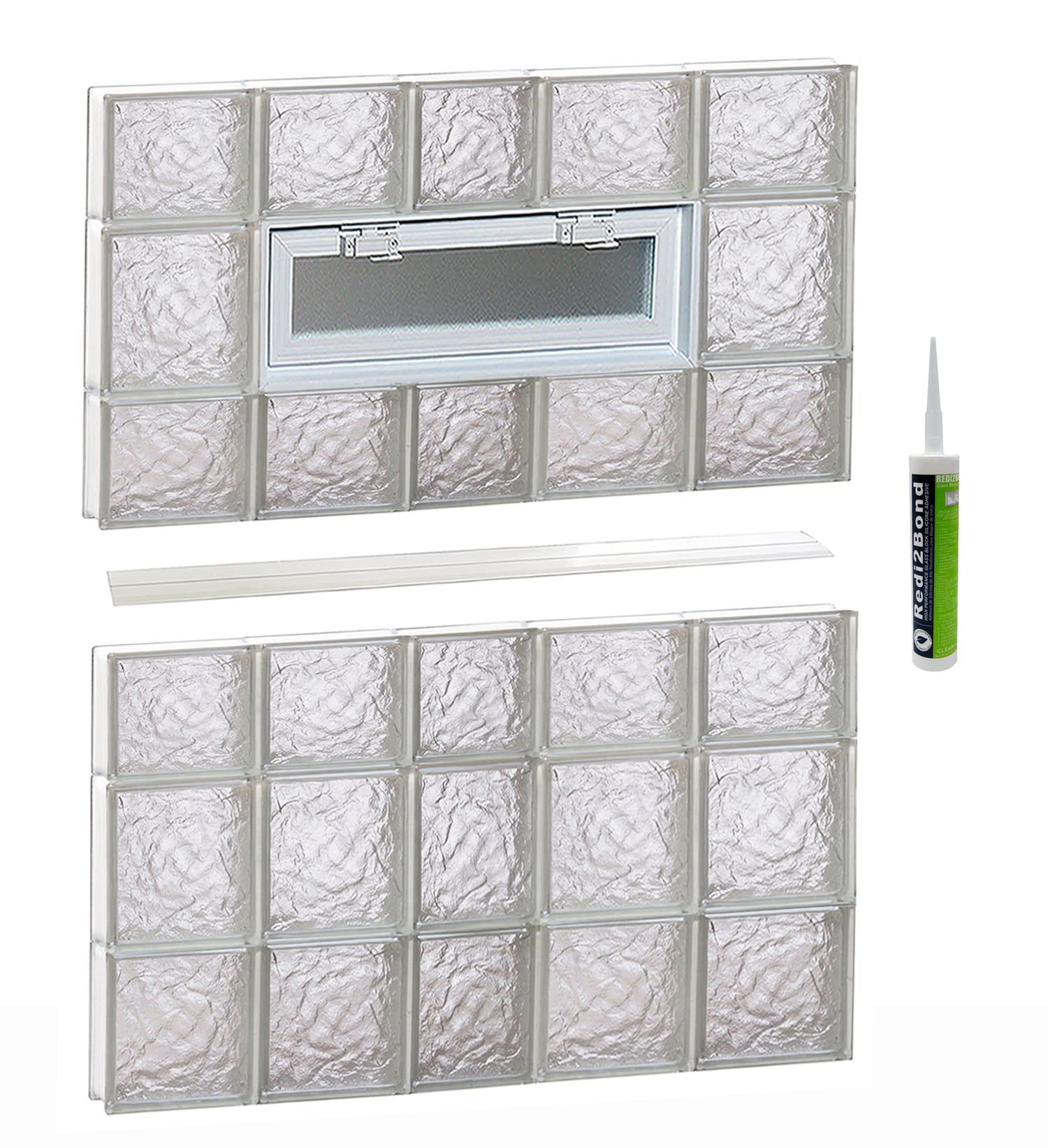 REDI2SET V3842IS Ice Glass 36-3/4-in x 40-1/2-in Frameless Replacement Vented Glass Block Window