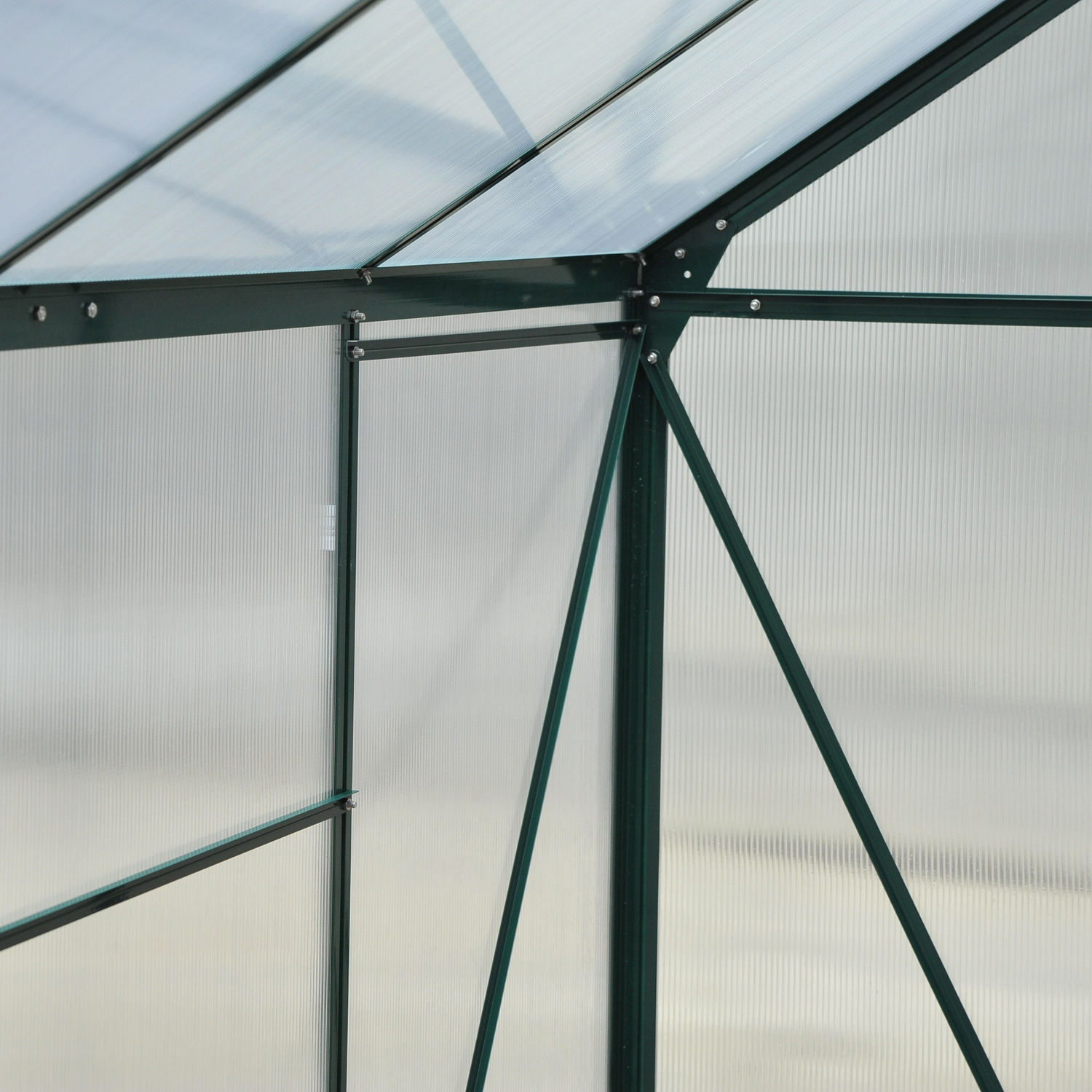 Dark Green Polycarbonate Walk-In Greenhouse with Aluminum Frame
