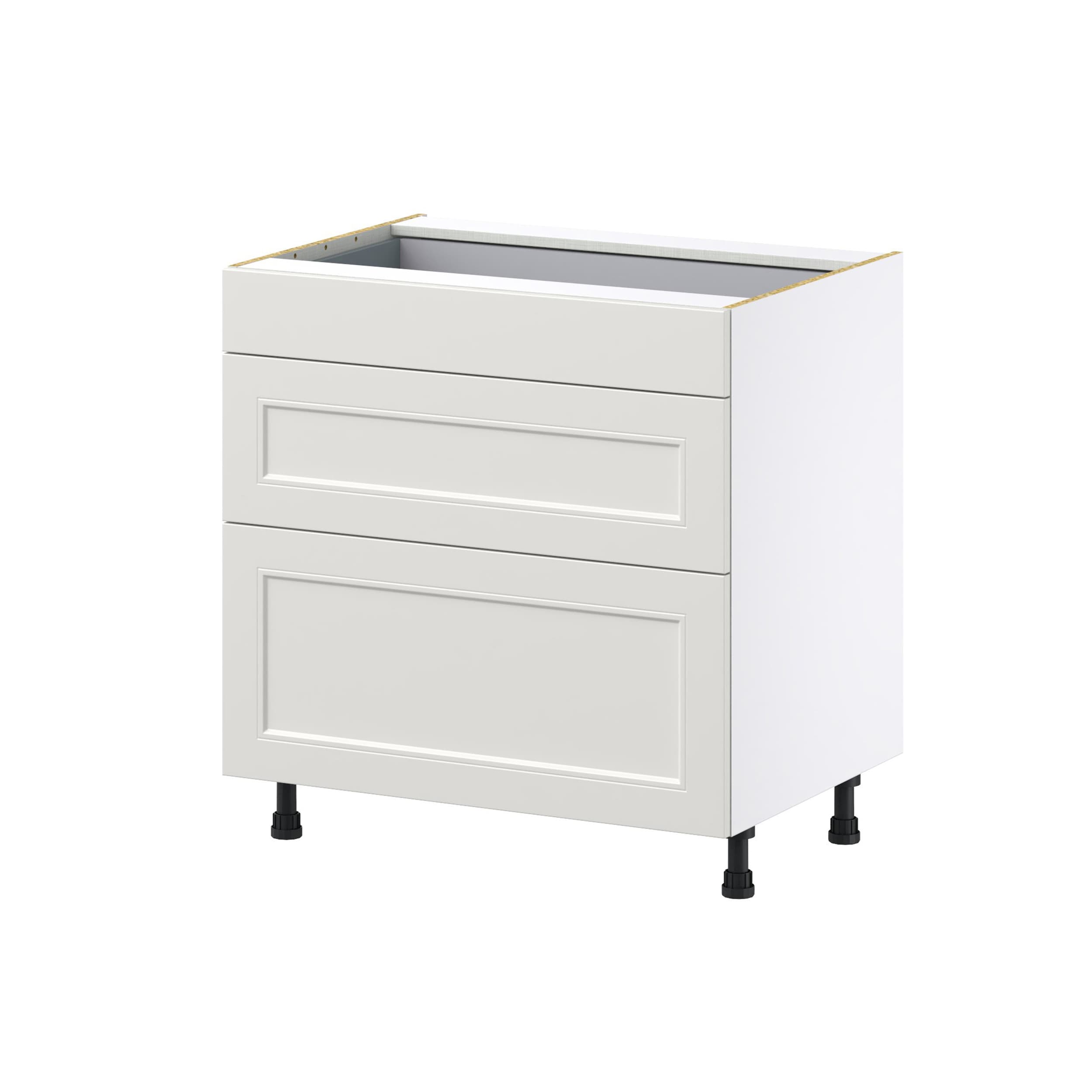 Hugo&Borg DSB3D33-BE Belcourt 33-in W x 34.5-in H x 24-in D Painted Light Gray 3 -Drawers Drawer Base Fully assembled Cabinet (Recessed Panel Shaker)