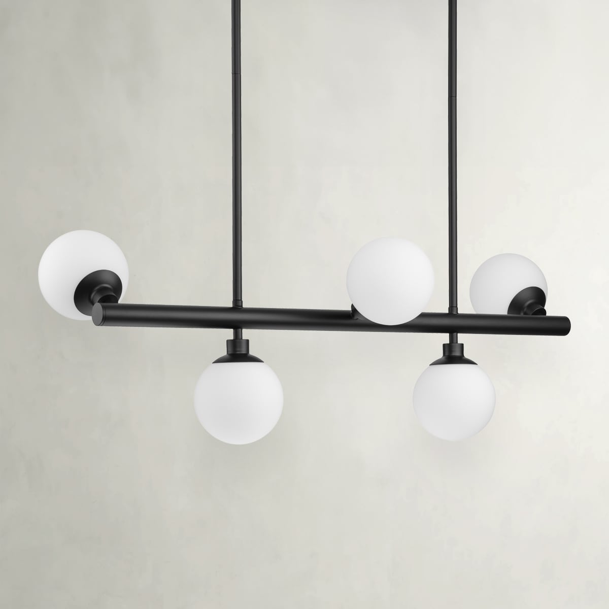 Progress Lighting A400004-31M Avec 5 -Light Matte Black Modern/contemporary White glass Linear Large Hanging Kitchen island light