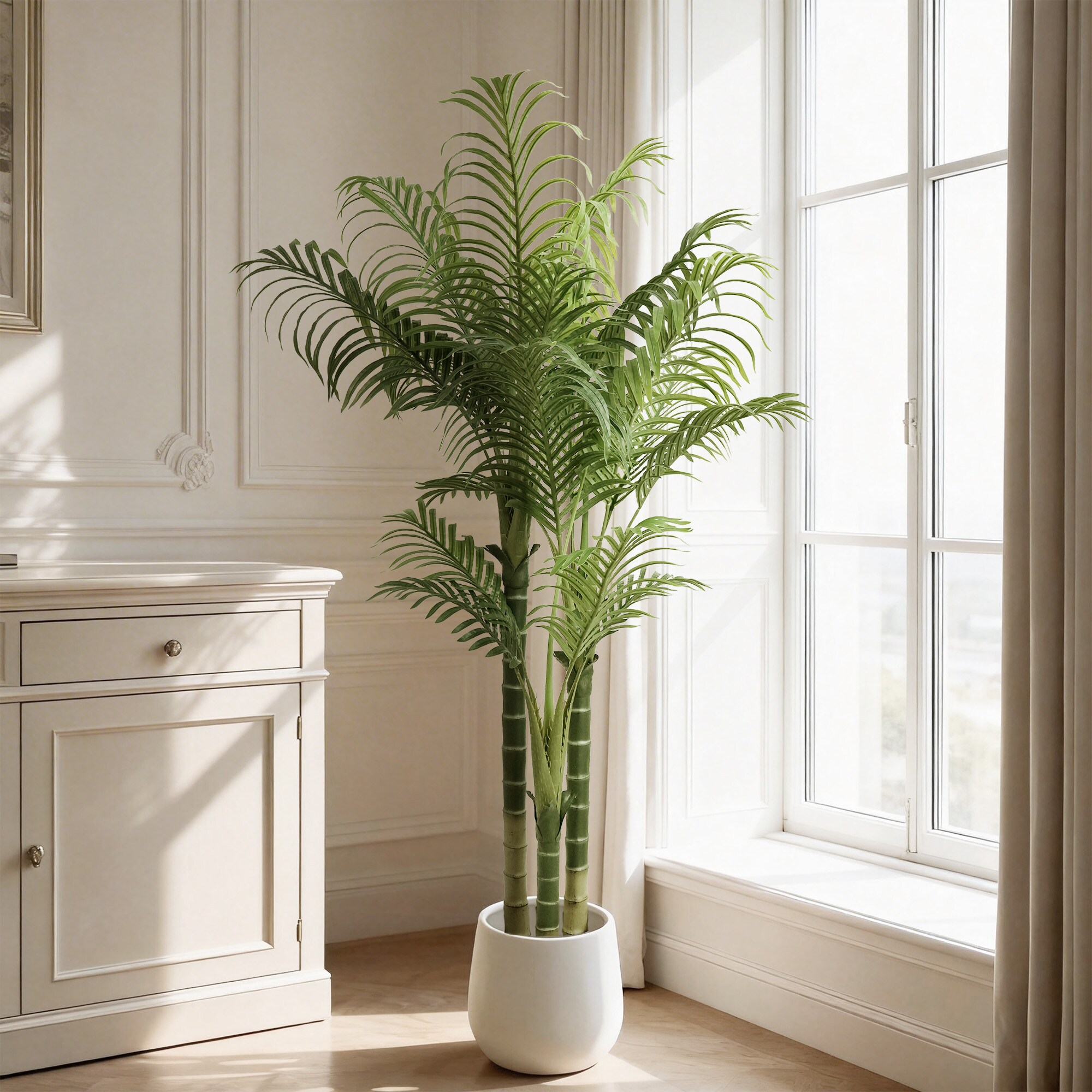 Vitalismo 72-in Green Indoor/Outdoor Floor Areca Palm Artificial Tree ...