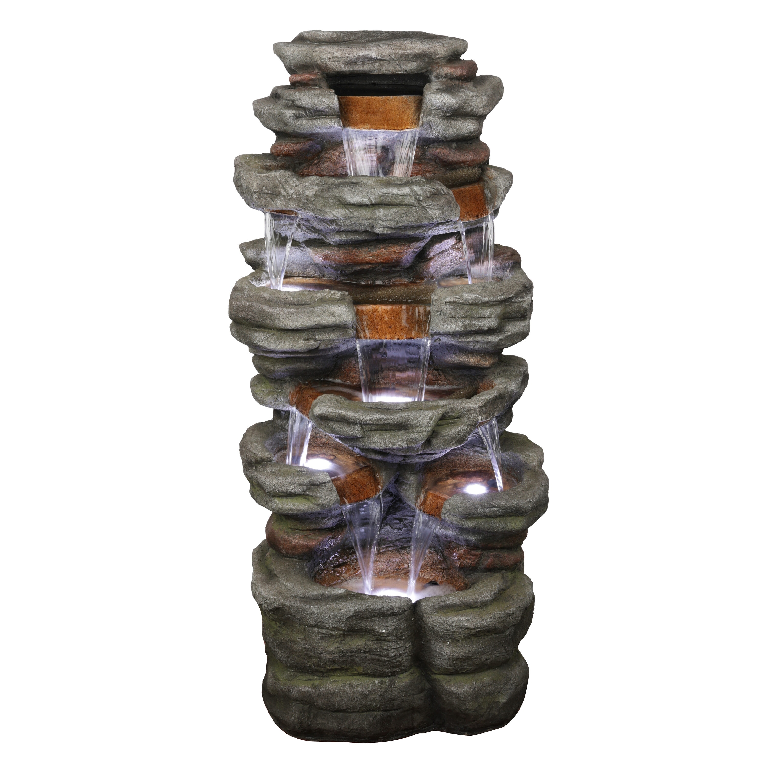 Alpine Corporation TZL352 47-in H Resin Tiered Outdoor Fountain Pump Included