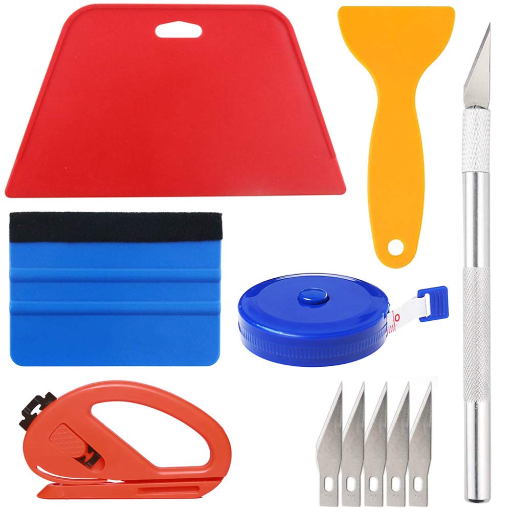 Etokfoks  5 Piece Wallpaper Smoothing Tool Kit with Squeegees Tape Measure Vinyl Cutter Craft Knife