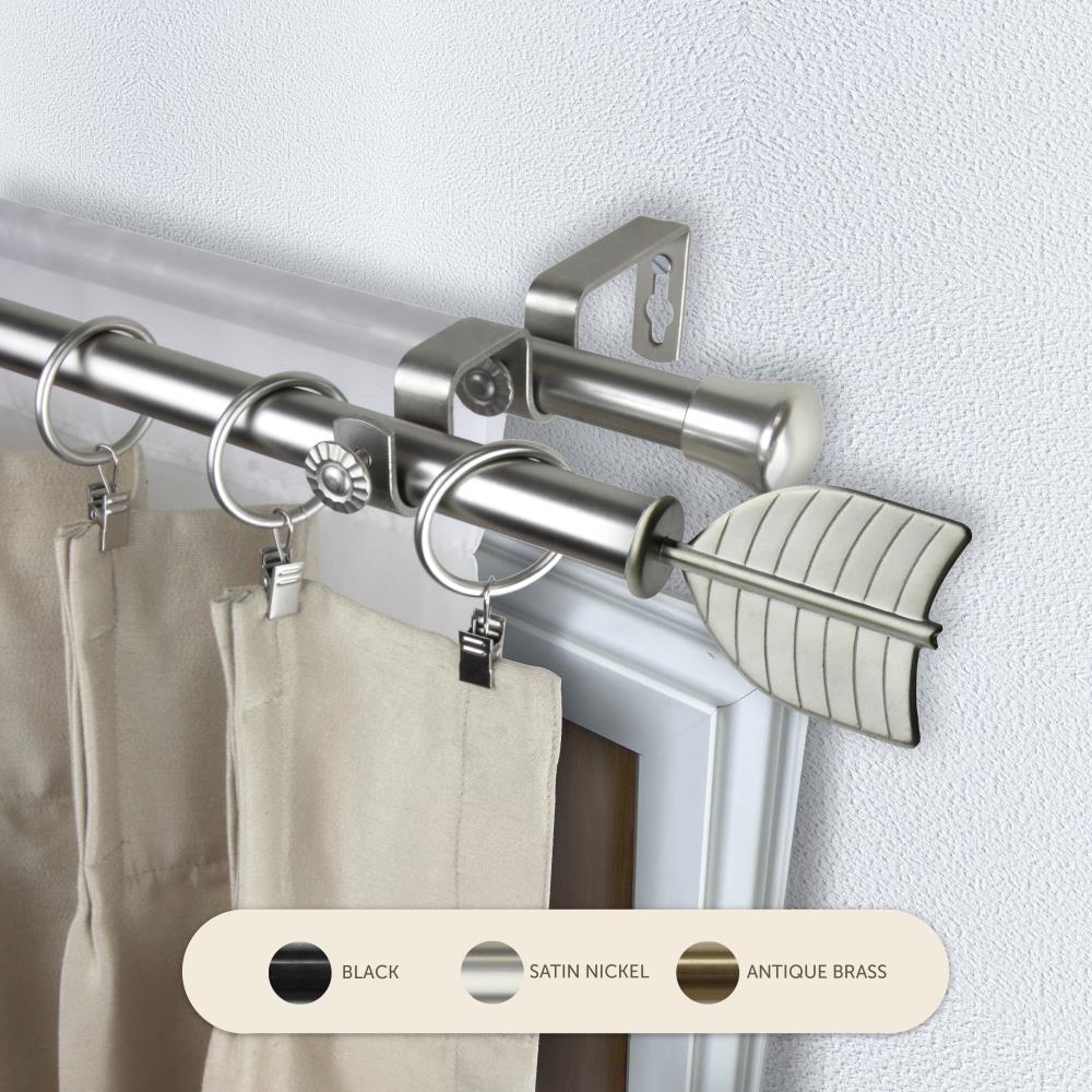 Hart & Harlow L4726-995 13/16-in Carly 120-in to 170-in Satin nickel Steel Double curtain rod with Finials