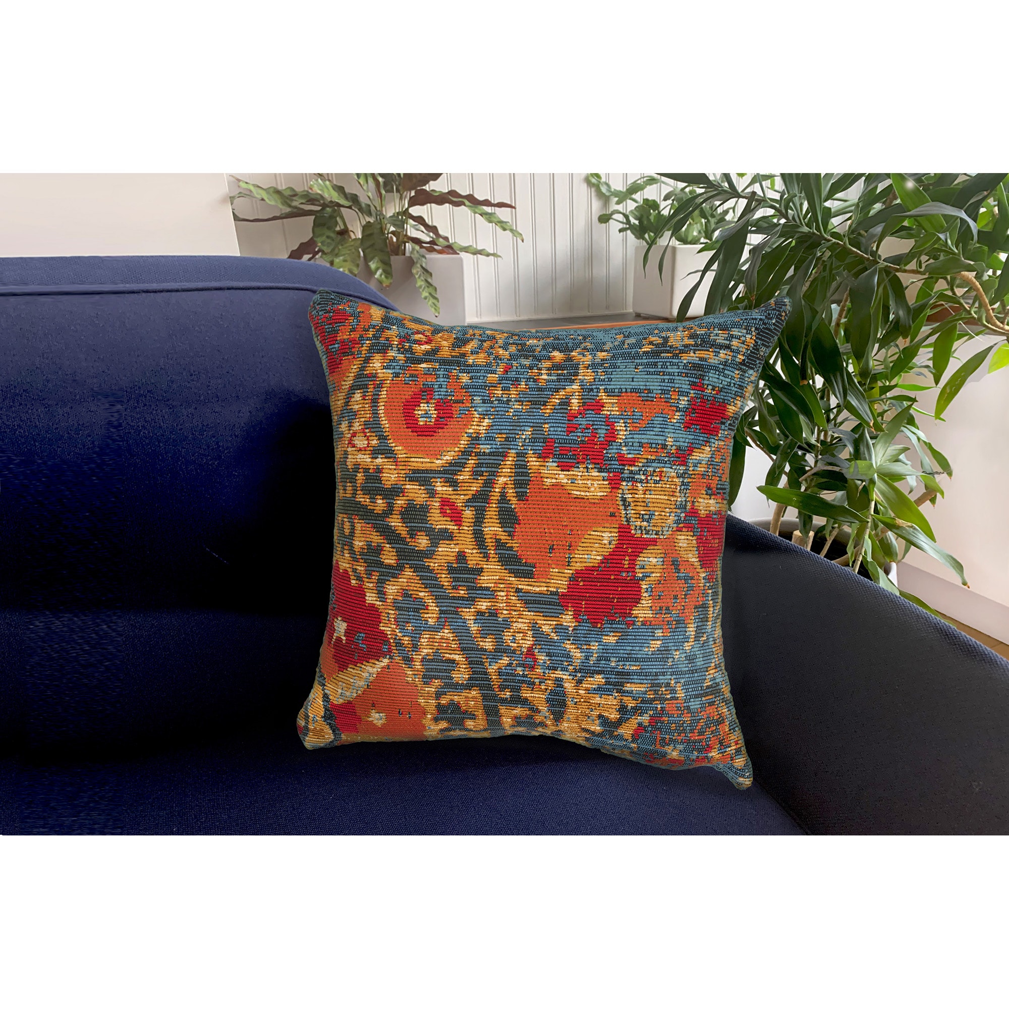 Overdyed Blue Floral Pillow