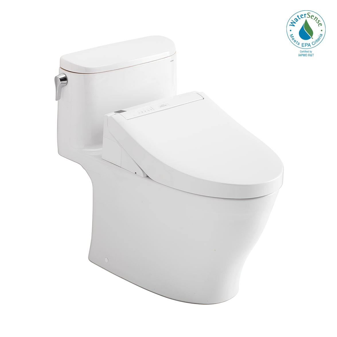 TOTO Washlet+ Cotton White Elongated Standard Height WaterSense Soft Close  Toilet 12-in Rough-In with Bidet 1.28-GPF