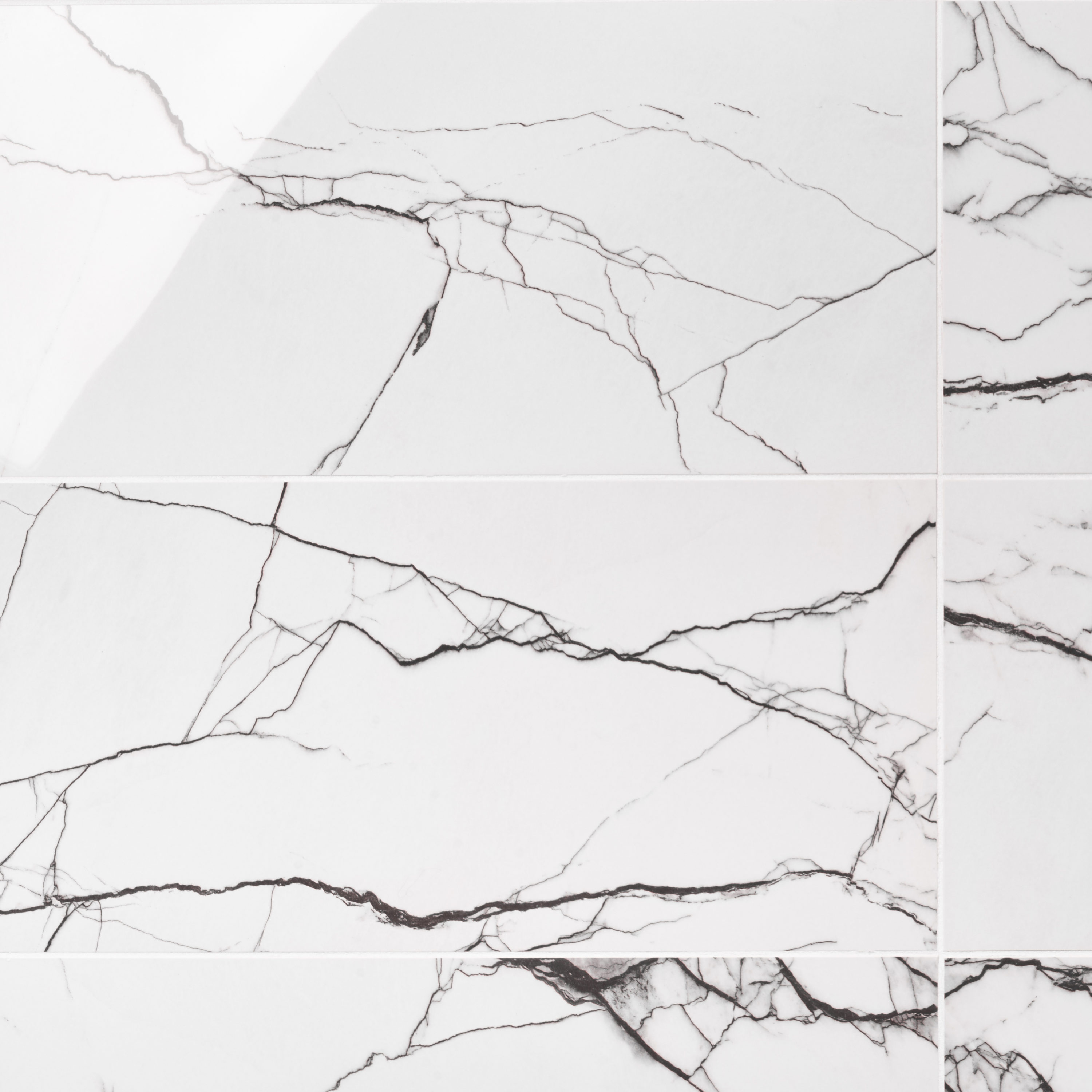 Artmore Tile EXT3RD107330 Ink Breach 12-in x 24-in Polished Porcelain Marble look Large format Floor and Wall Tile ( 11.62-sq ft Carton )
