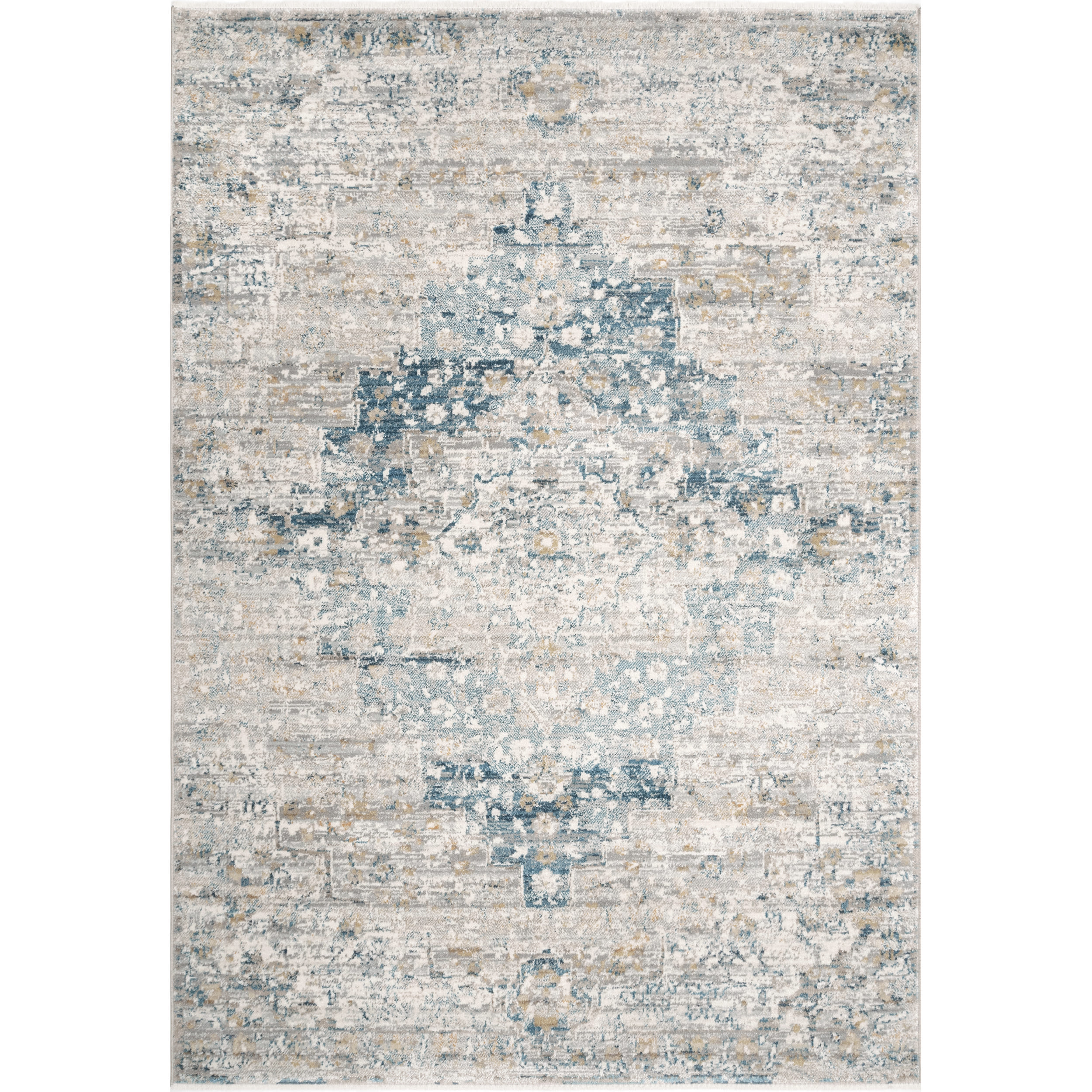 Blue Medallion Synthetic Easy Care Area Rug