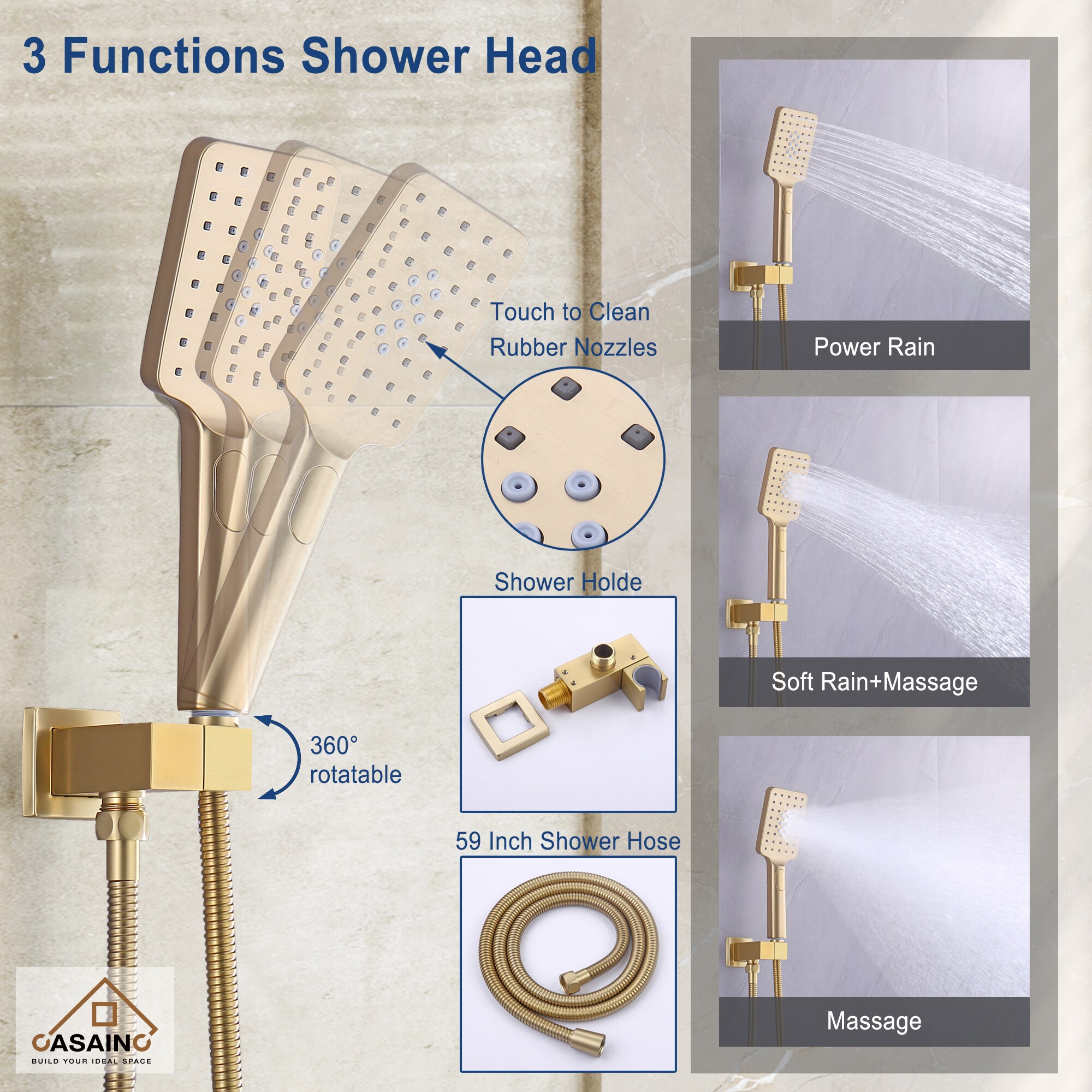 CASAINC WF-W98W03LSJ-12 Showerhead-Bar-Panels - View #8