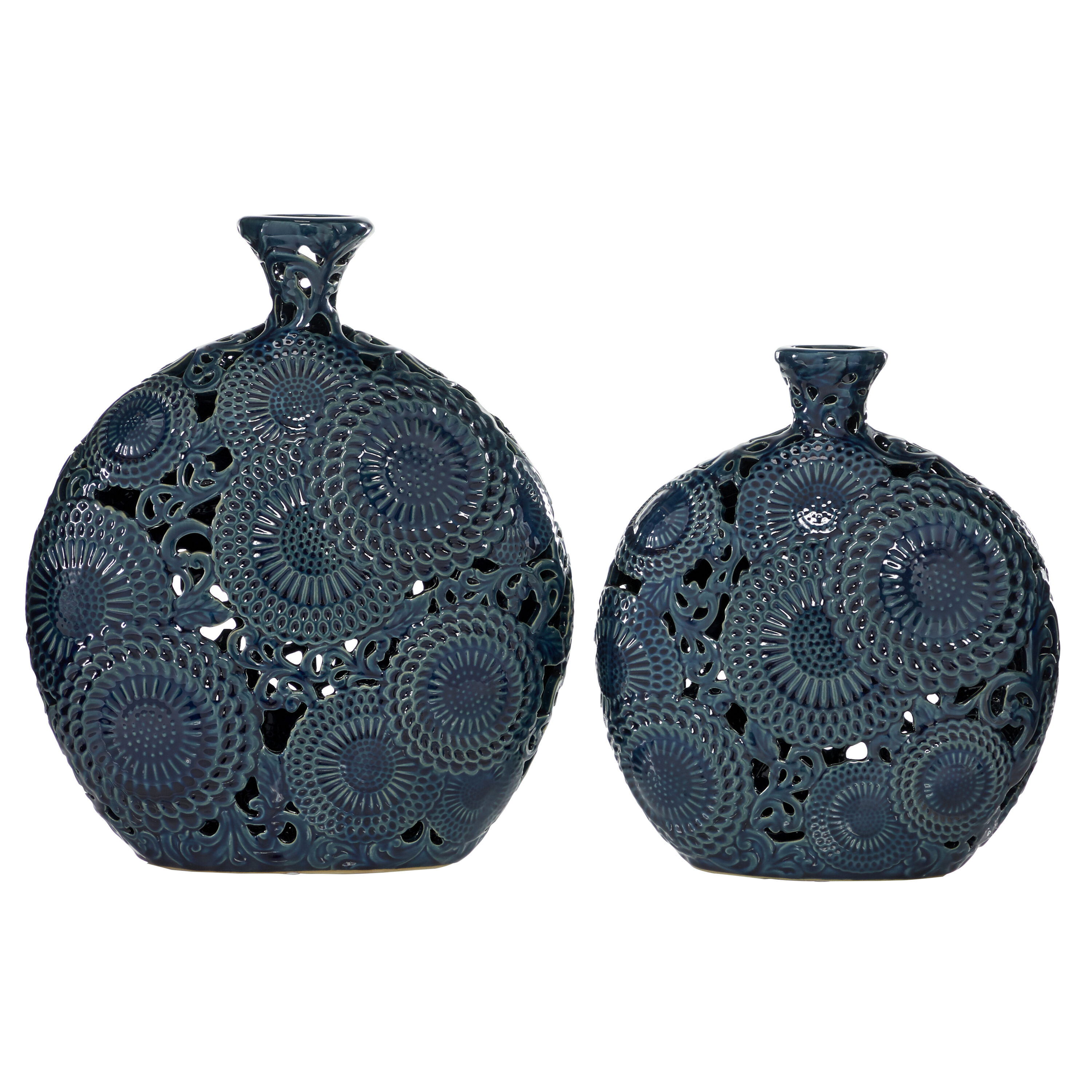 Grayson Lane 57488 2 -Pack Blue Ceramic Modern Vase