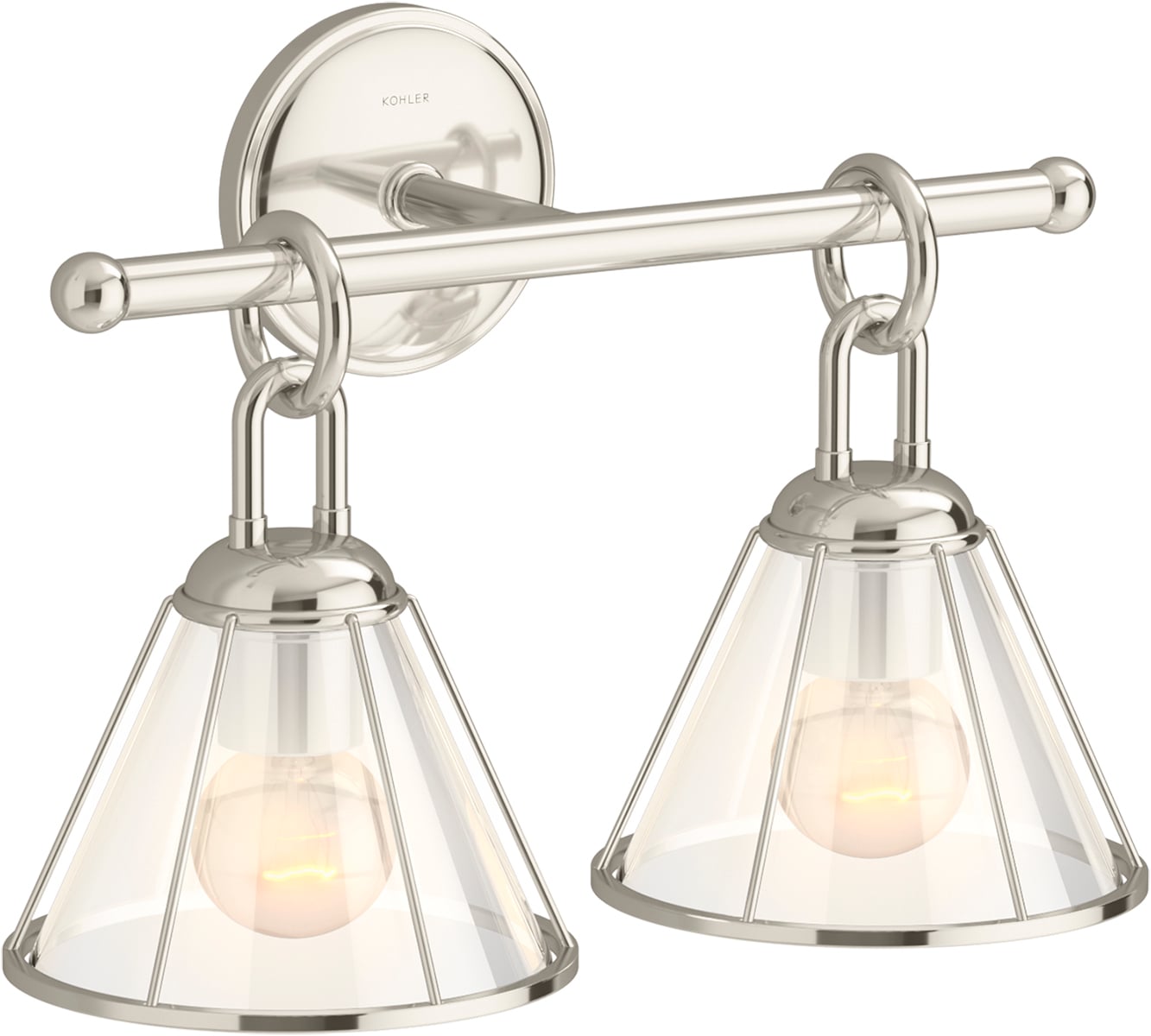 KOHLER 27742-SC02-SNL Terret 2 -Light Polished Nickel Transitional Wall Sconce