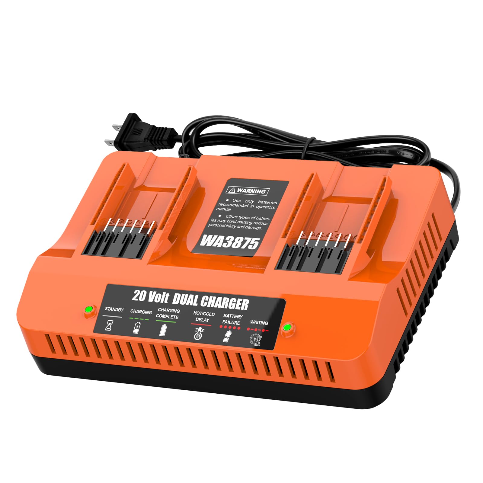 KIWDZFU  2 Port Fast Charger for Worx 20v power cell WA3525 WA3520 WA3575 Dual Port Charger WA3875 Compatible with Worx 20 Volt Tools