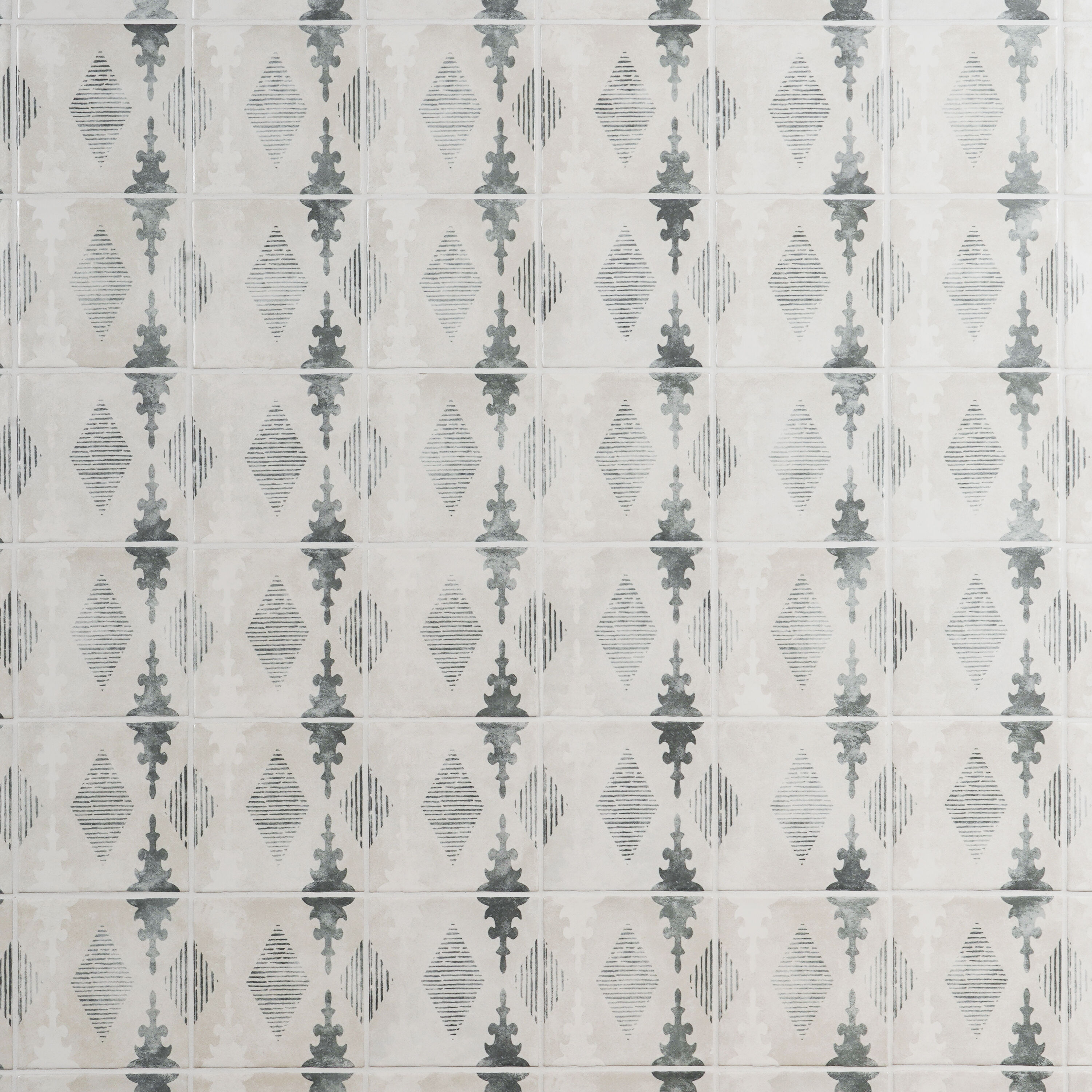 Artmore Tile Paula Purroy Reverie Aztec Gray 5-in x 5-in Matte Ceramic Encaustic Wall Tile ( 6.01-sq ft Carton )