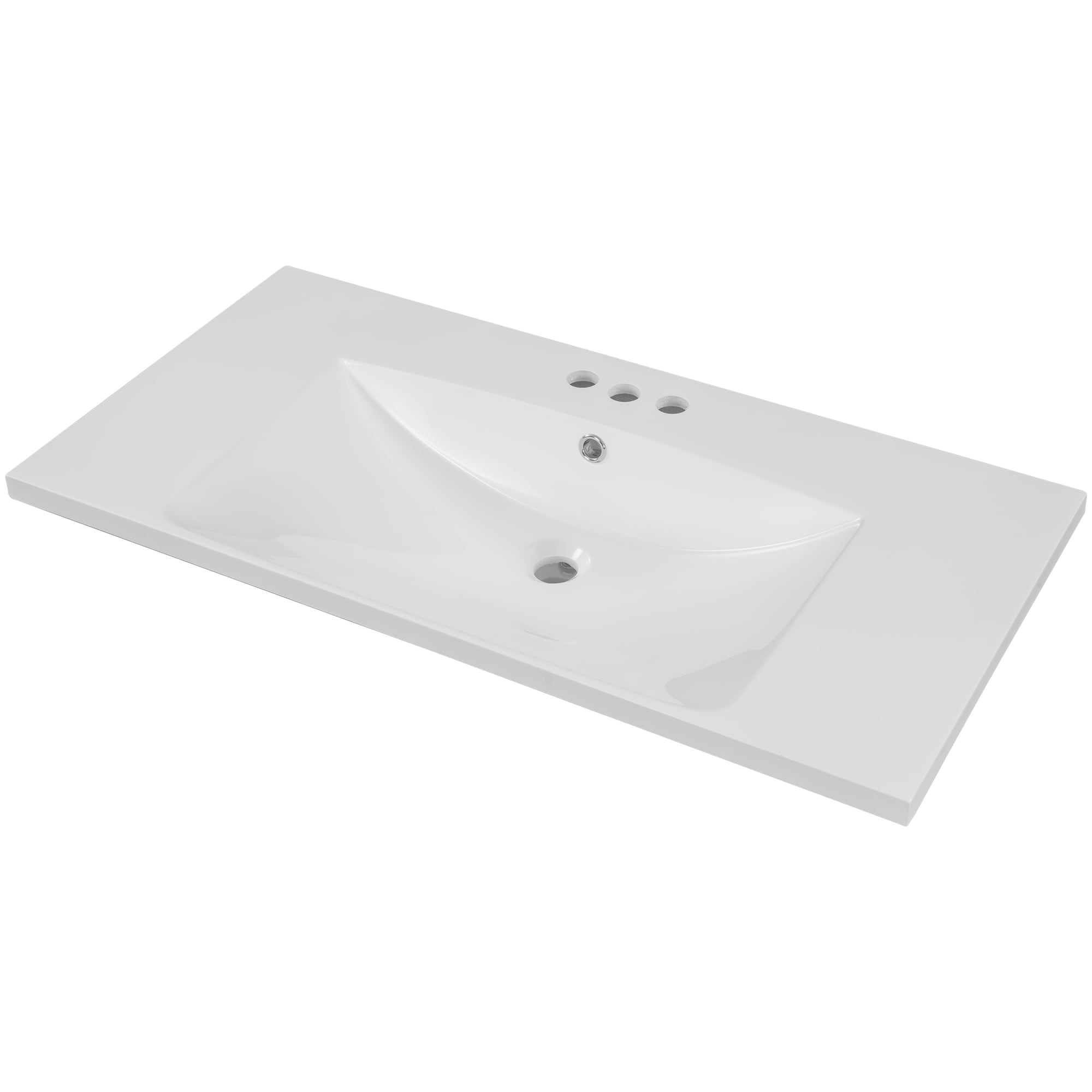 WELLFOR NIE-N7TP481 36-in x 18-in White Ceramic Undermount Single Sink 4-in Centerset Faucet Mount Bathroom Vanity Top