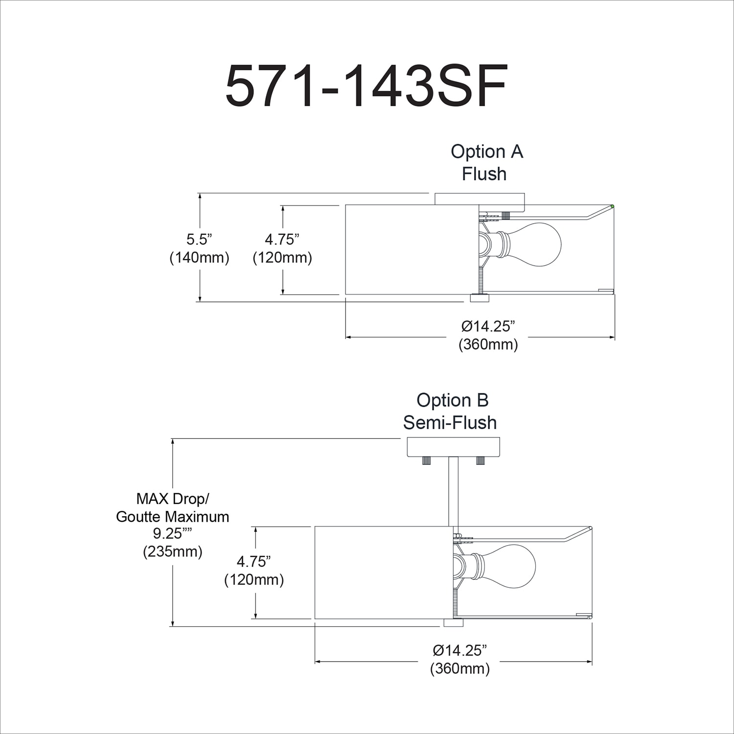 Dainolite 571-143SF-SC-BK flushmounts - View #3