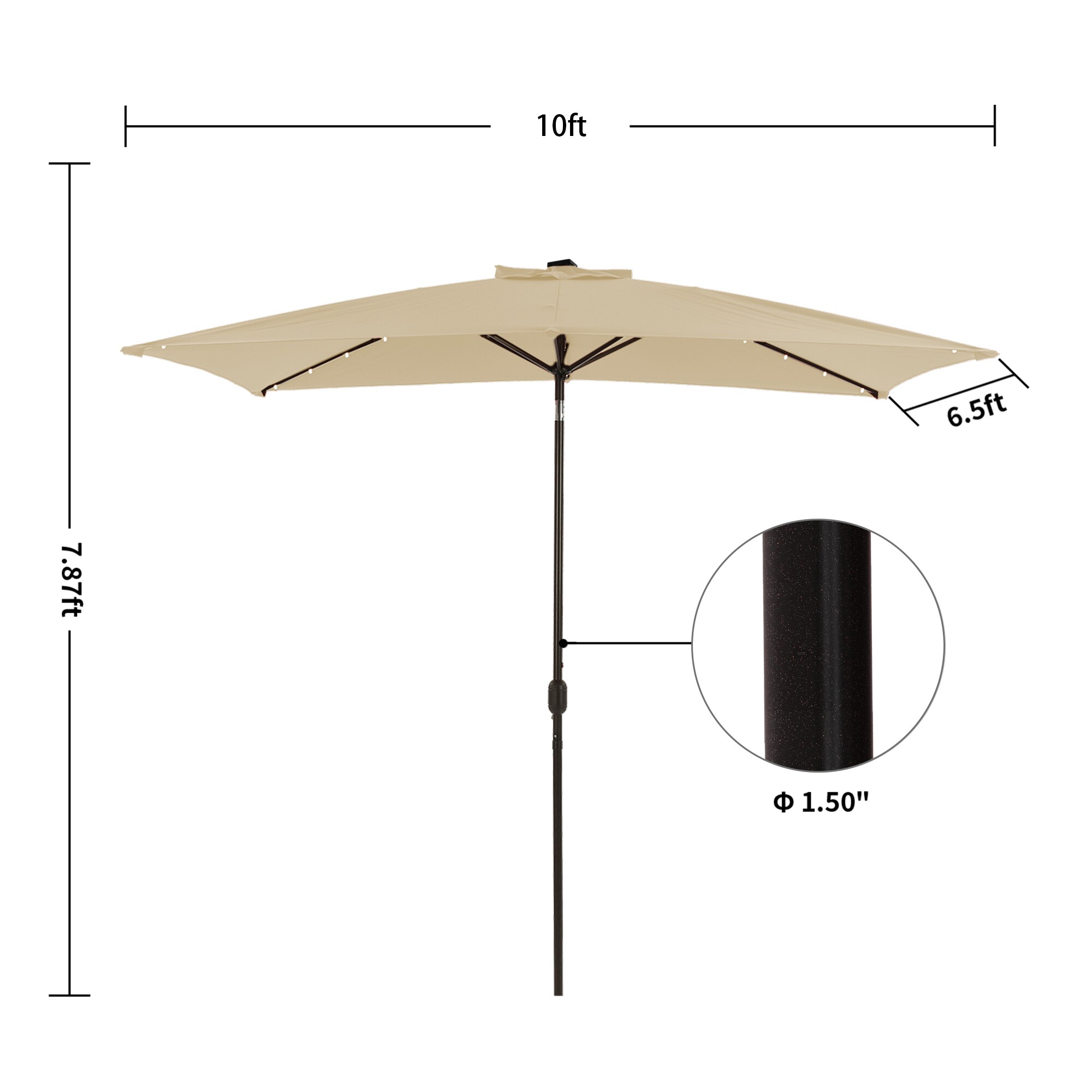 CASAINC 10-ft Aluminum Tan Crank Market Patio Umbrella in the Patio  Umbrellas department at Lowes.com