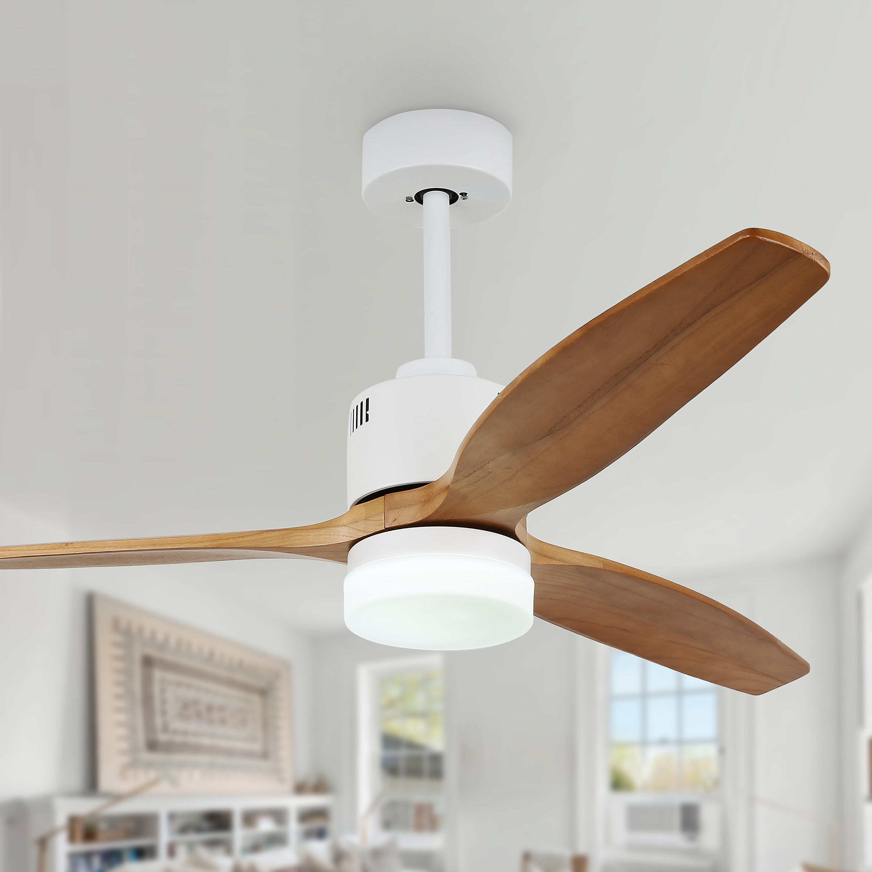 Bella Depot DC5207 52-in Color-Changing Integrated LED White with Ceiling Fan With Light - Remote Included ( 3 -Blade )