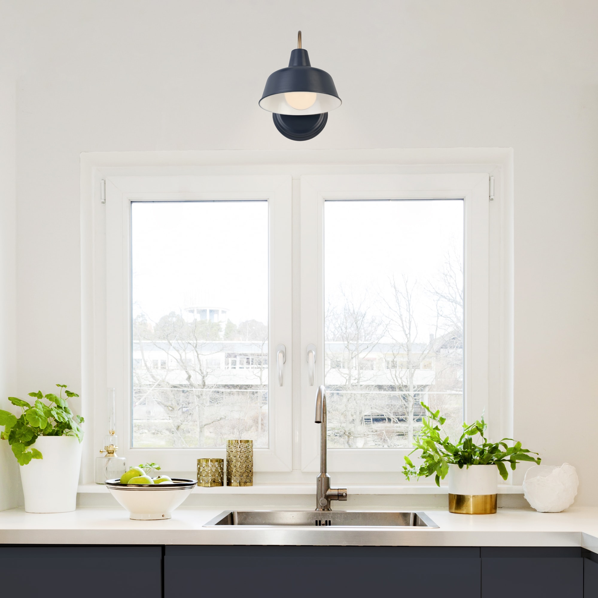 Arched Gold Steel Dimmable Sconce with Bell-Shaped Shade