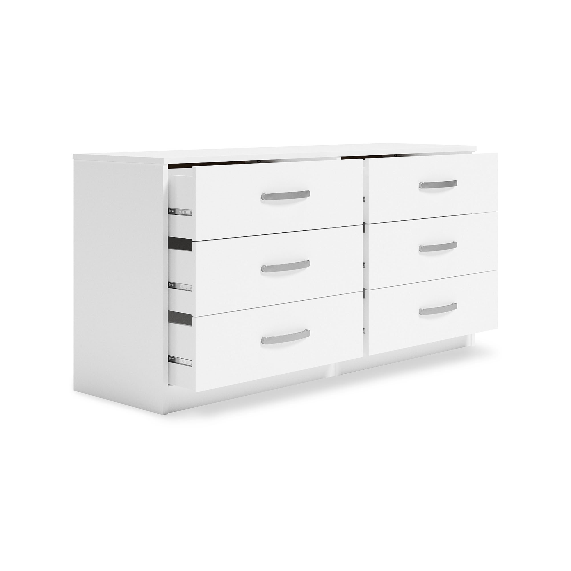Signature Design by Ashley Flannia Six Drawer Casual Matte White Dresser