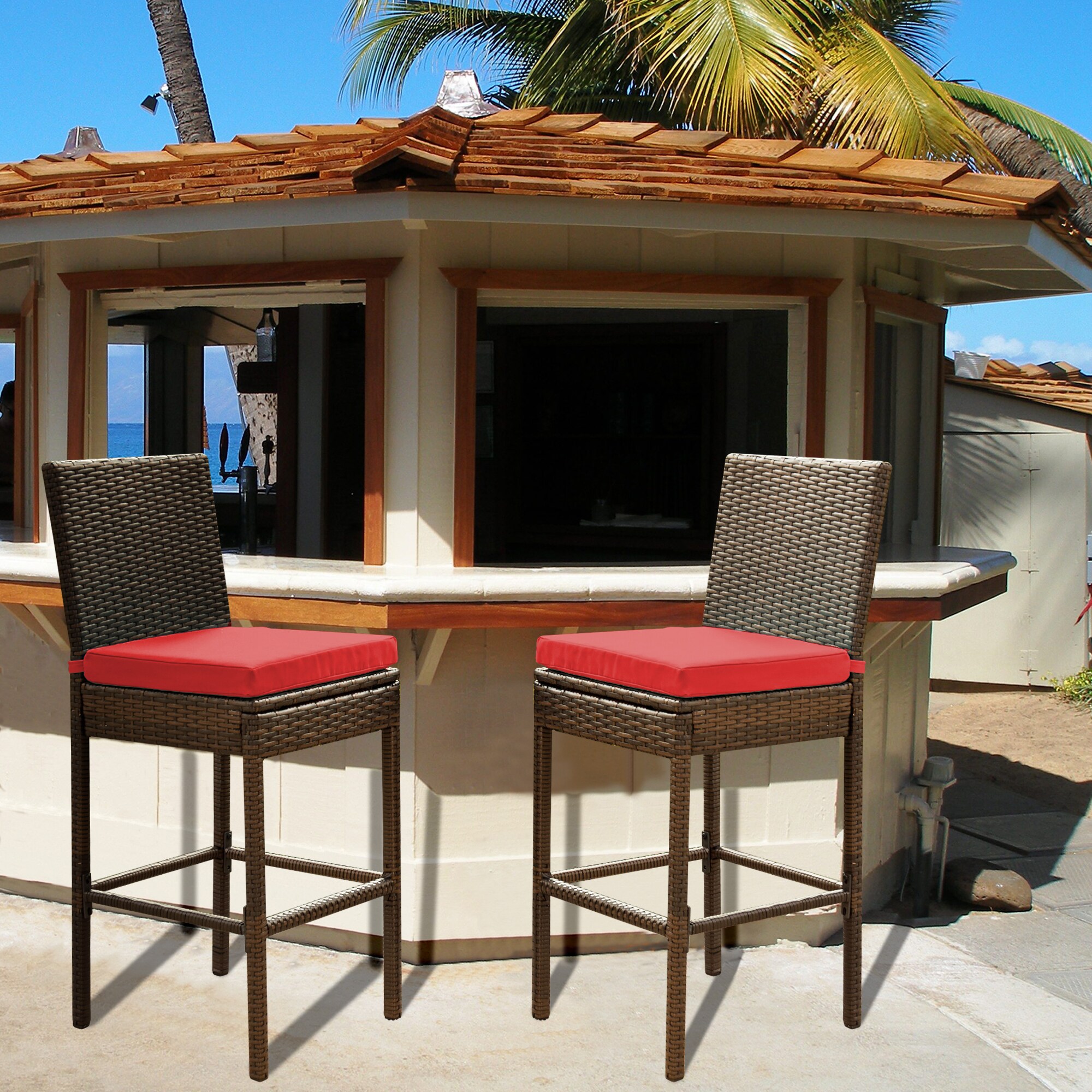 AURA OUTDOOR STOOL-RED Patio-Chairs - View #3