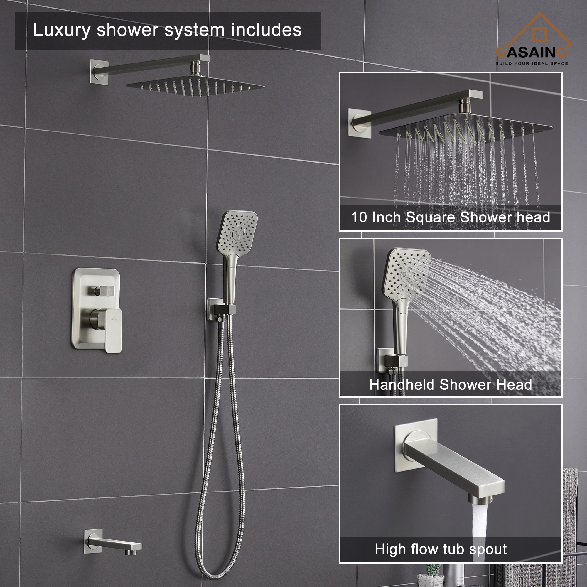 CASAINC HM-B206-SQ-BN Tub-Shower-Faucets - View #10