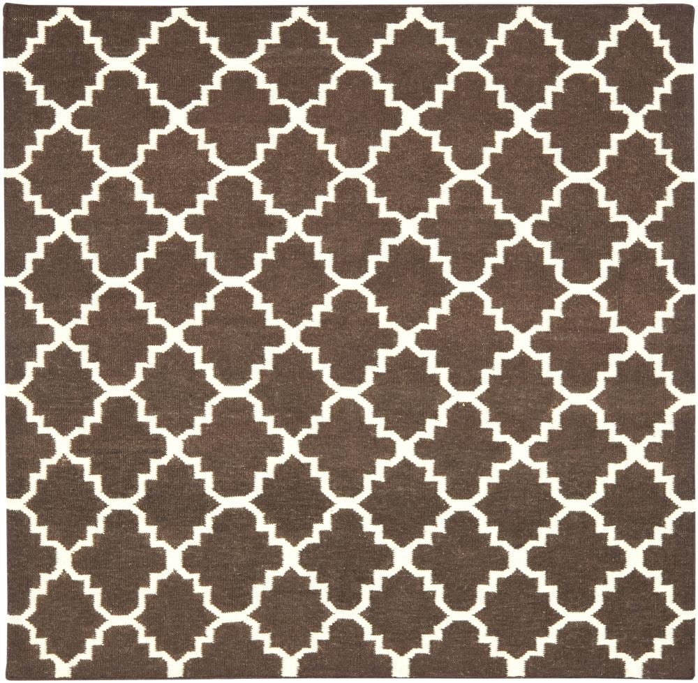 Safavieh DHU554C-8SQ Dhurries Malina 8 x 8 (ft) Wool Brown/Ivory Square Indoor Trellis Coastal Area rug