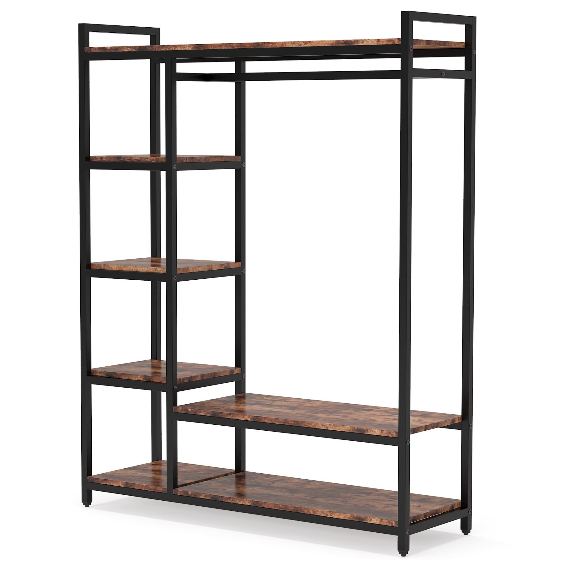Tribesigns 3.93-ft to 3.93-ft W x 5.9-ft H Rustic Brown Solid Shelving ...