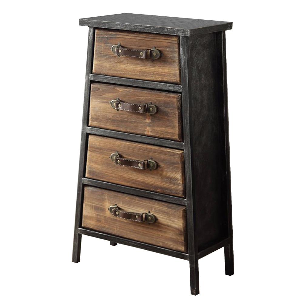 Benzara 4 Drawer Wooden Storage Chest with Canted Metal Frame at Lowes.com