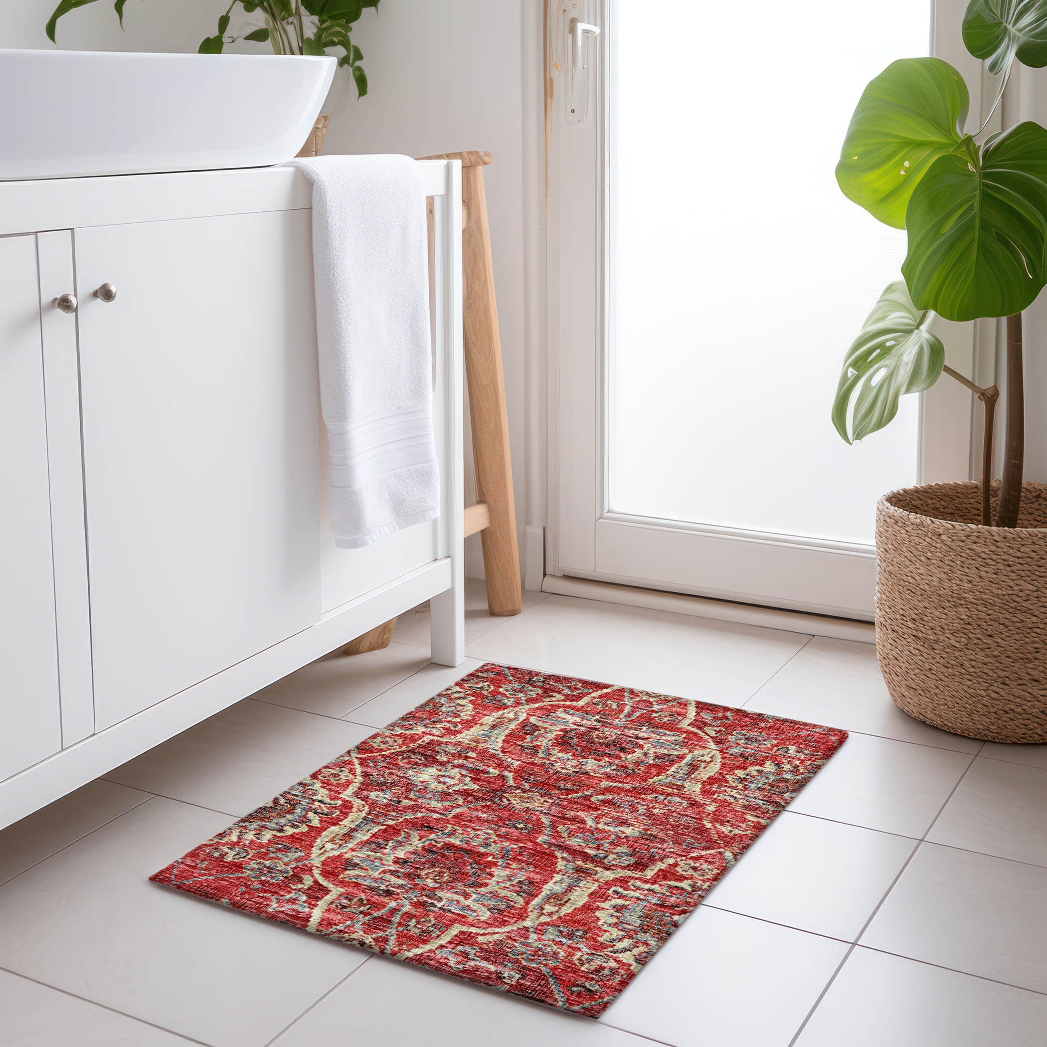 Addison Rugs AMF95RE20X30 Mayfield AMF95RE 2 x 3 (ft) Loomed Polyester Red Rectangular Indoor Abstract Machine washable Area rug