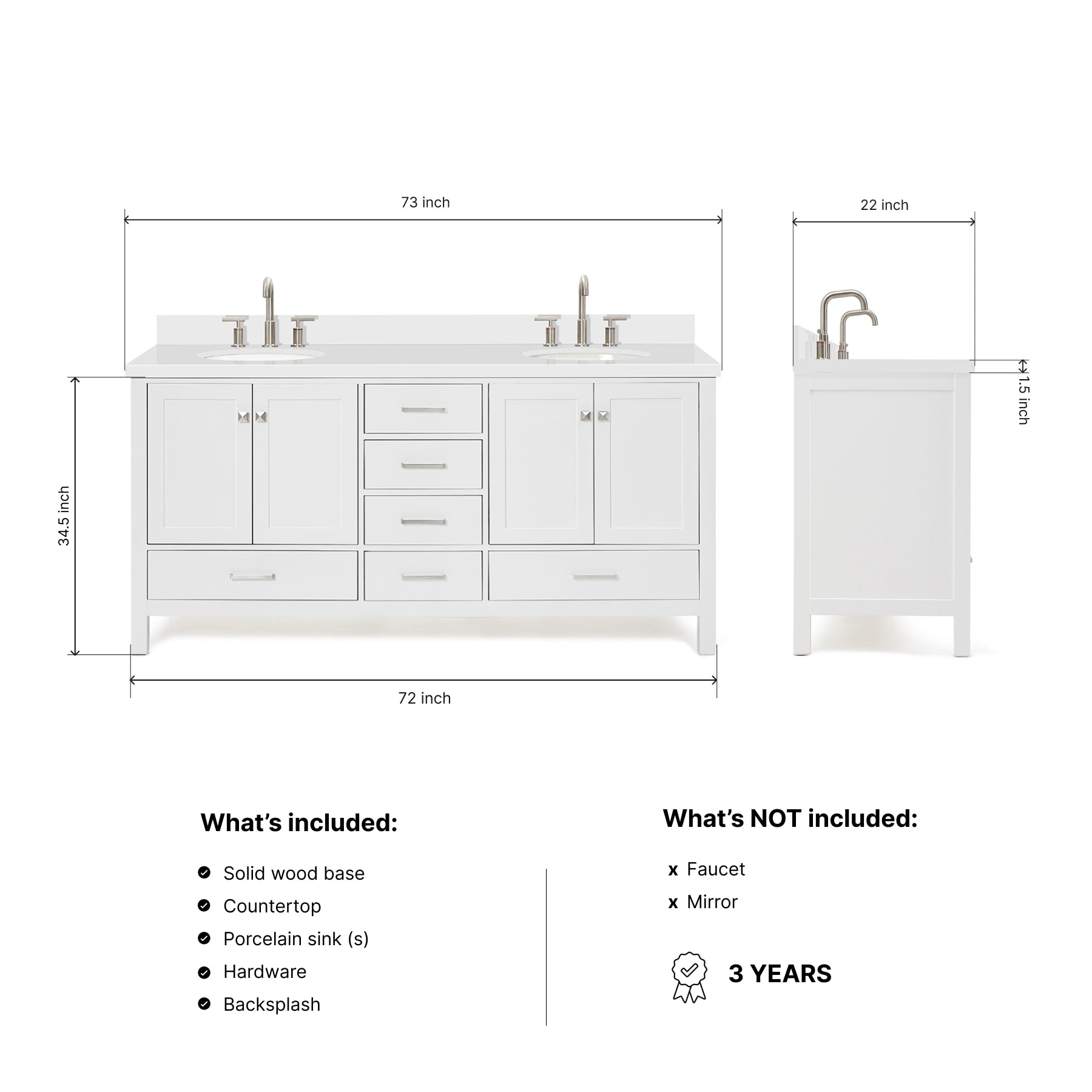 ARIEL A073DWQOVOWHT Bath-Vanity-Combo - View #4