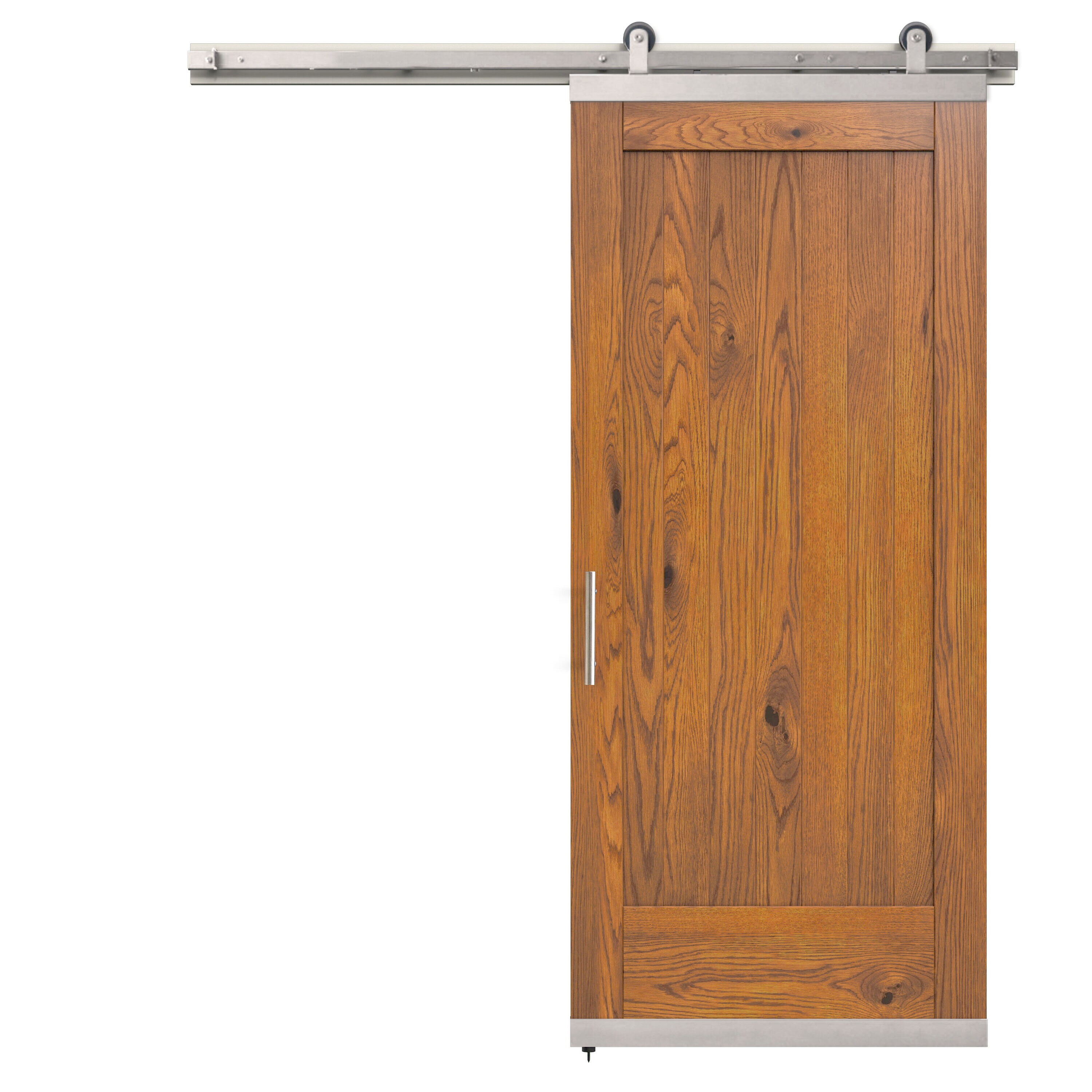 JELD-WEN LOWOLJW248000130 36-in x 80-in Brown Sugar Plank White oak Wood Solid core Single Barn Door (Hardware Included)