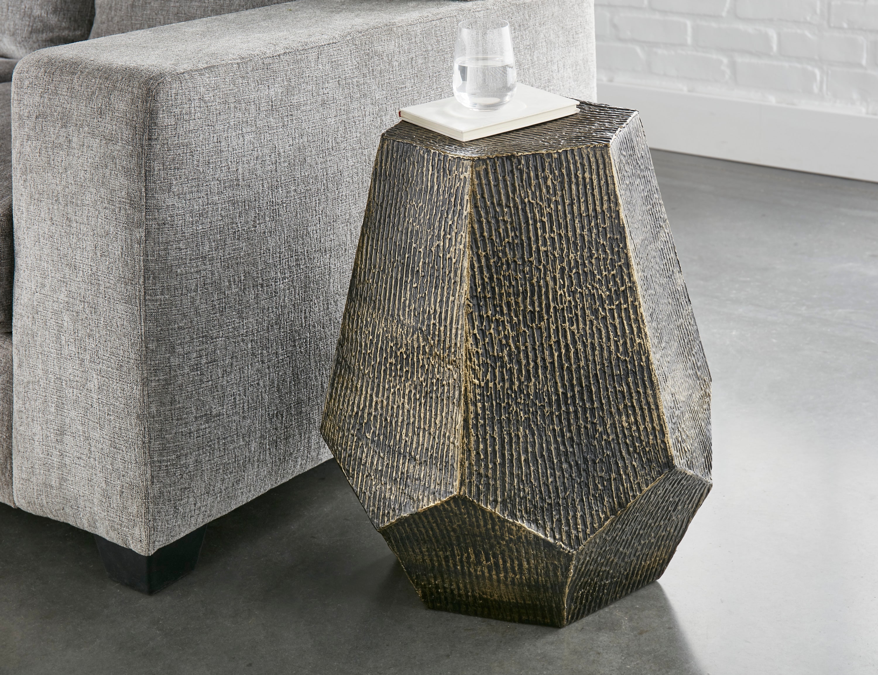 Donato Hexagonal Gold Metal End Table