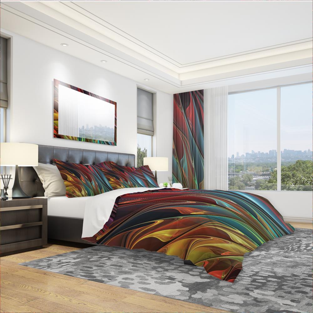 Designart BED3081-K 3 -Piece Red King Duvet cover Set