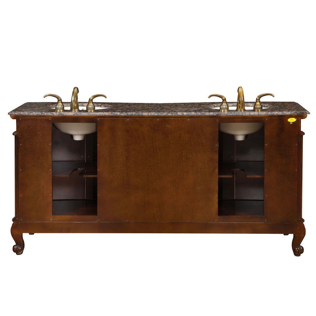 Silkroad Exclusive 72-in English Chestnut Undermount Double Sink