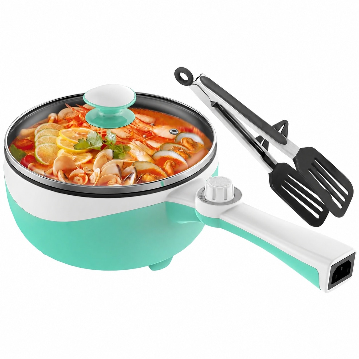 Aoibox -  1 7L Portable Electric Hot Pot Mini Skillet with Nonstick Coating and Adjustable Temper...